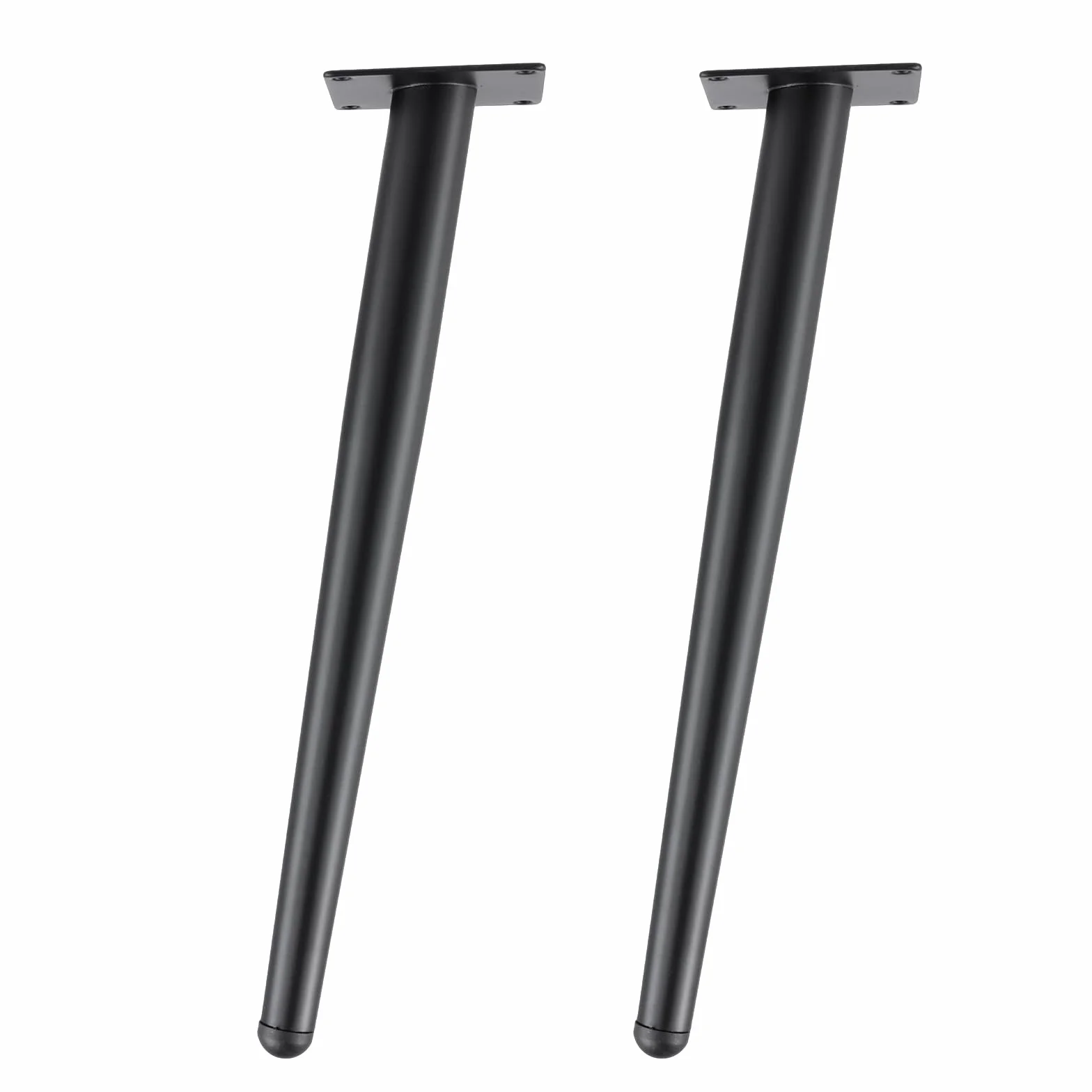 4 nóżki meblowe, czarne, 35 cm, metalowe nóżki szafy, z płytą montażową 8 x 8 cm, stożkowe nogi krzesła ze śrubami do mebli