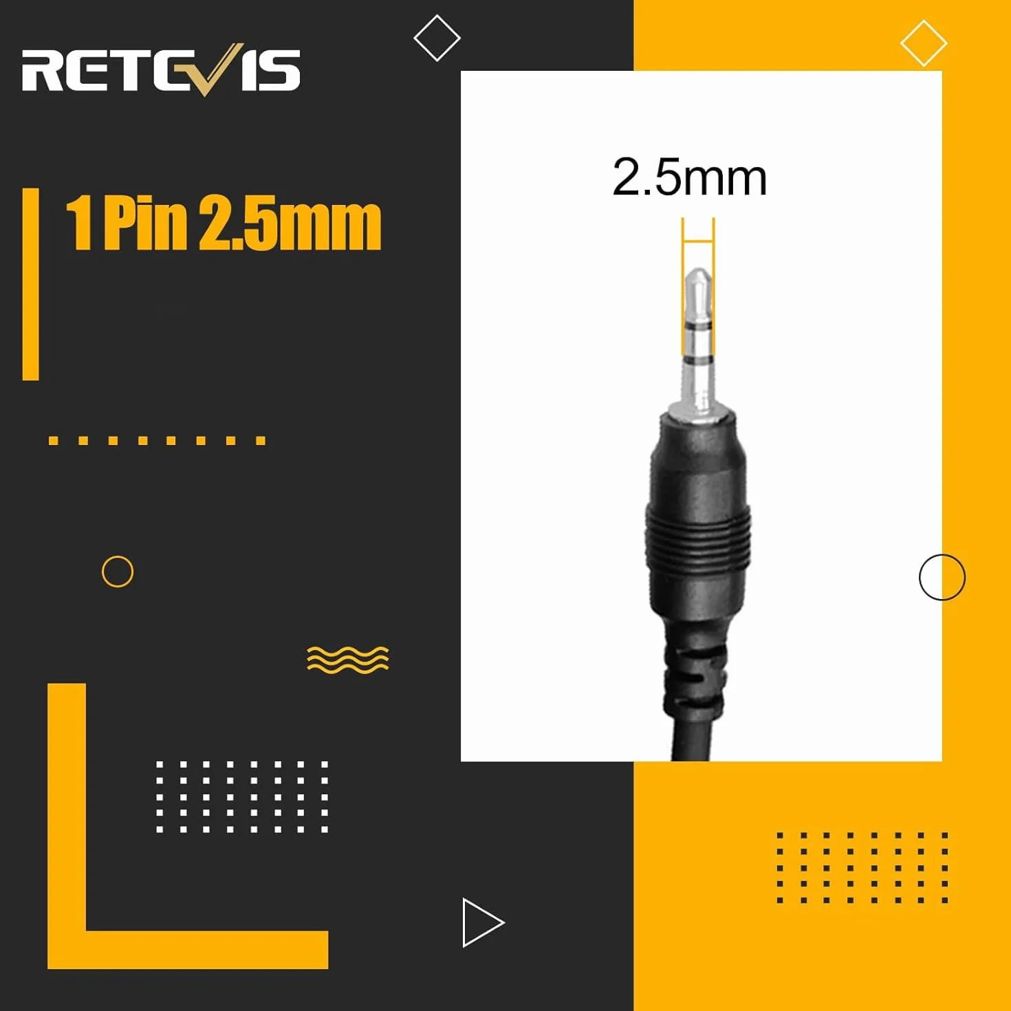 Retevis Słuchawka Walkie Talkie 1-pinowa 2,5 mm Zestaw Słuchawkowy z Mikrofonem Ukryta z Tubą Akustyczną PTT Kompatybilna RB648 RT649 RT649B RT649P 2 szt.