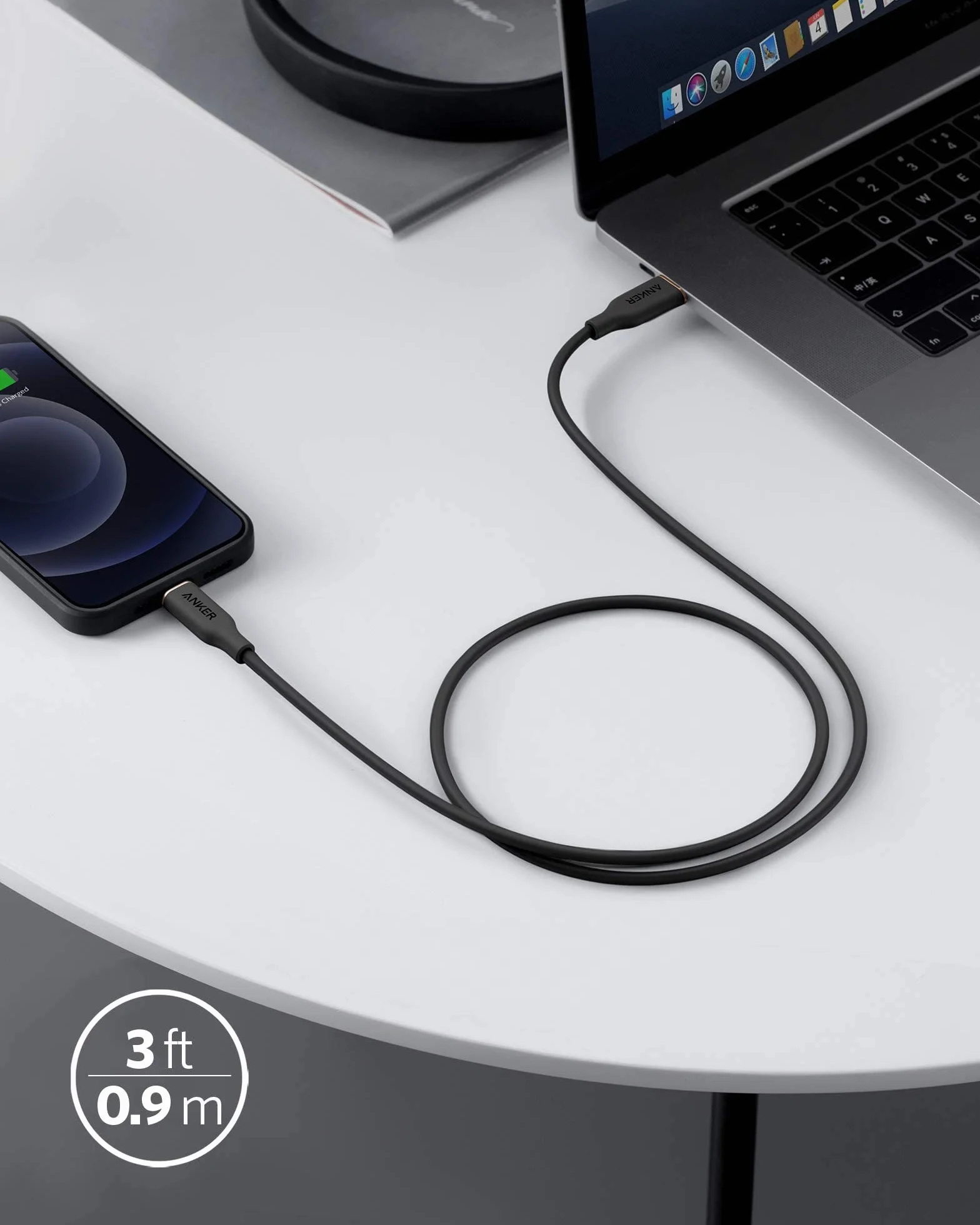 Anker Powerline III Flow kabel Lightning USB C 0,9 m MFi żel krzemionkowy do iPhone 14/13/12/11 AirPods Pro