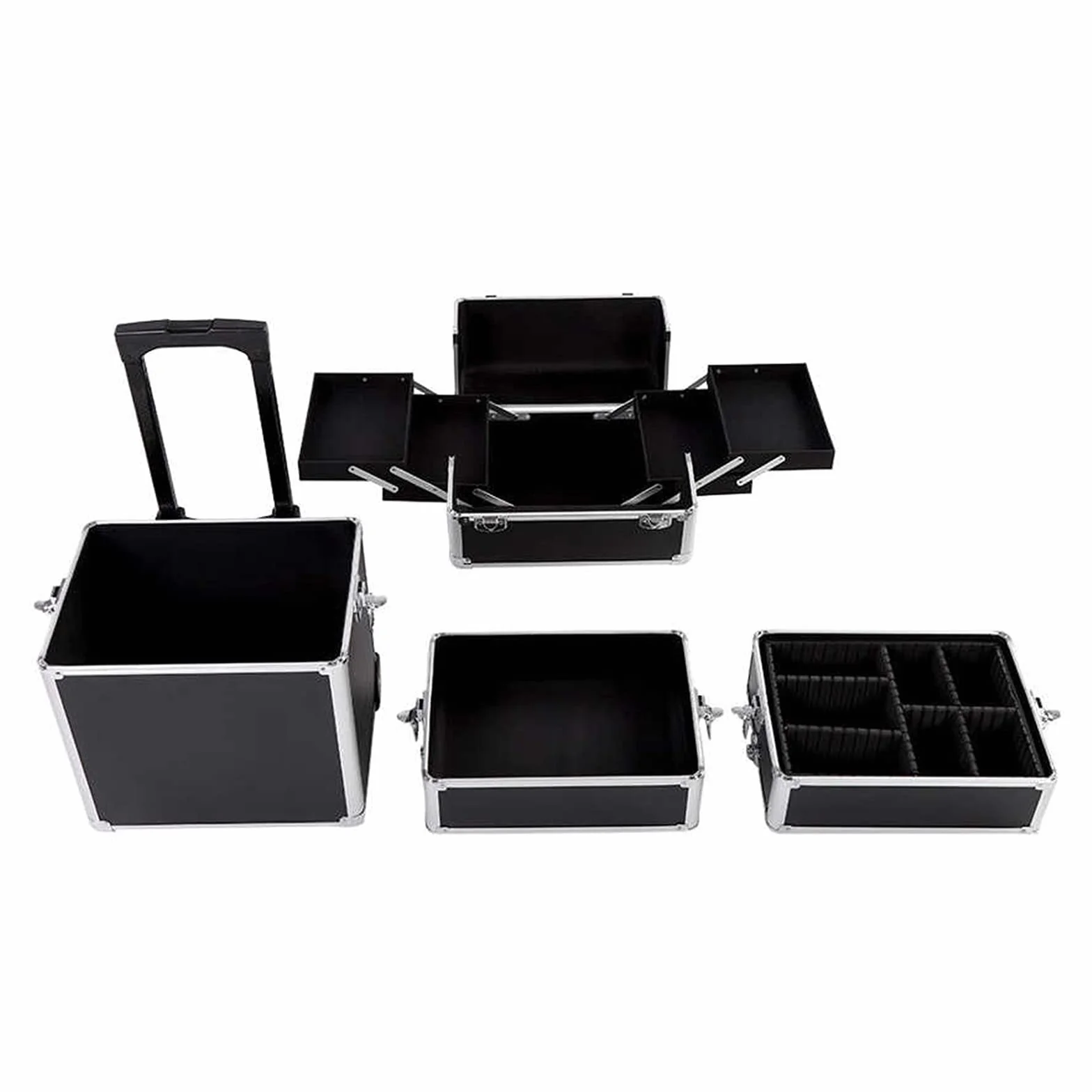 Skrzynka narzędziowa do przechowywania Skrzynki narzędziowe Przenośna skrzynka narzędziowa z kółkami Beauty Travel Storage Trolley Carry Case Wielofunkcyjna aluminiowa rama Zdejmowana skrzynka