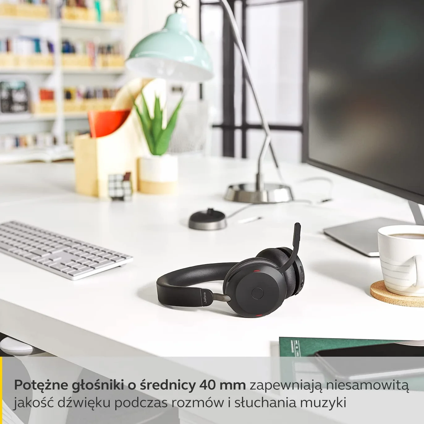 Jabra Evolve2 75 Wireless PC Headset z technologią 8-mikrofonową, podwójną pianką, aktywną redukcją szumów, adapterem Bluetooth USB-A, kompatybilny z UC - Czarny