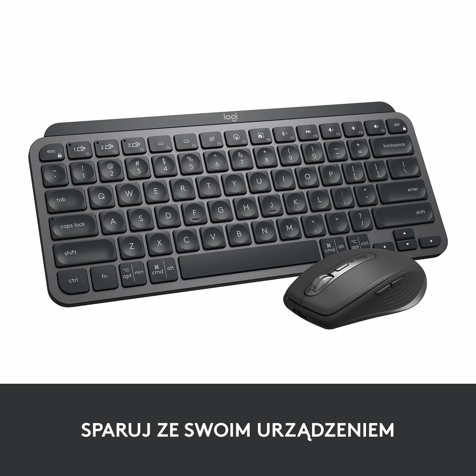 Logitech MX Keys Mini Bezprzewodowa Podświetlana Klawiatura, Kompaktowa, Bluetooth, USB-C, Metalowa Konstrukcja, QWERTY US Intl