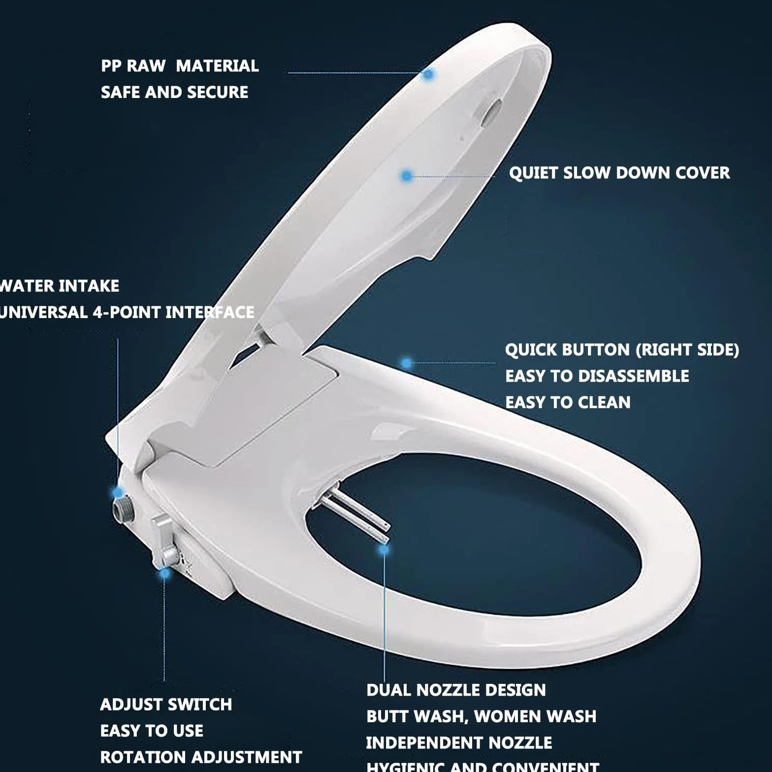 Inteligentna Deska Sedesowa Z Dyszą Samoczyszczącą I Konfiguracją Suszenia Na Zimno I Ciepło, Elektryczny Bidet, Inteligentna Deska Sedesowa, Do 99% Toalet