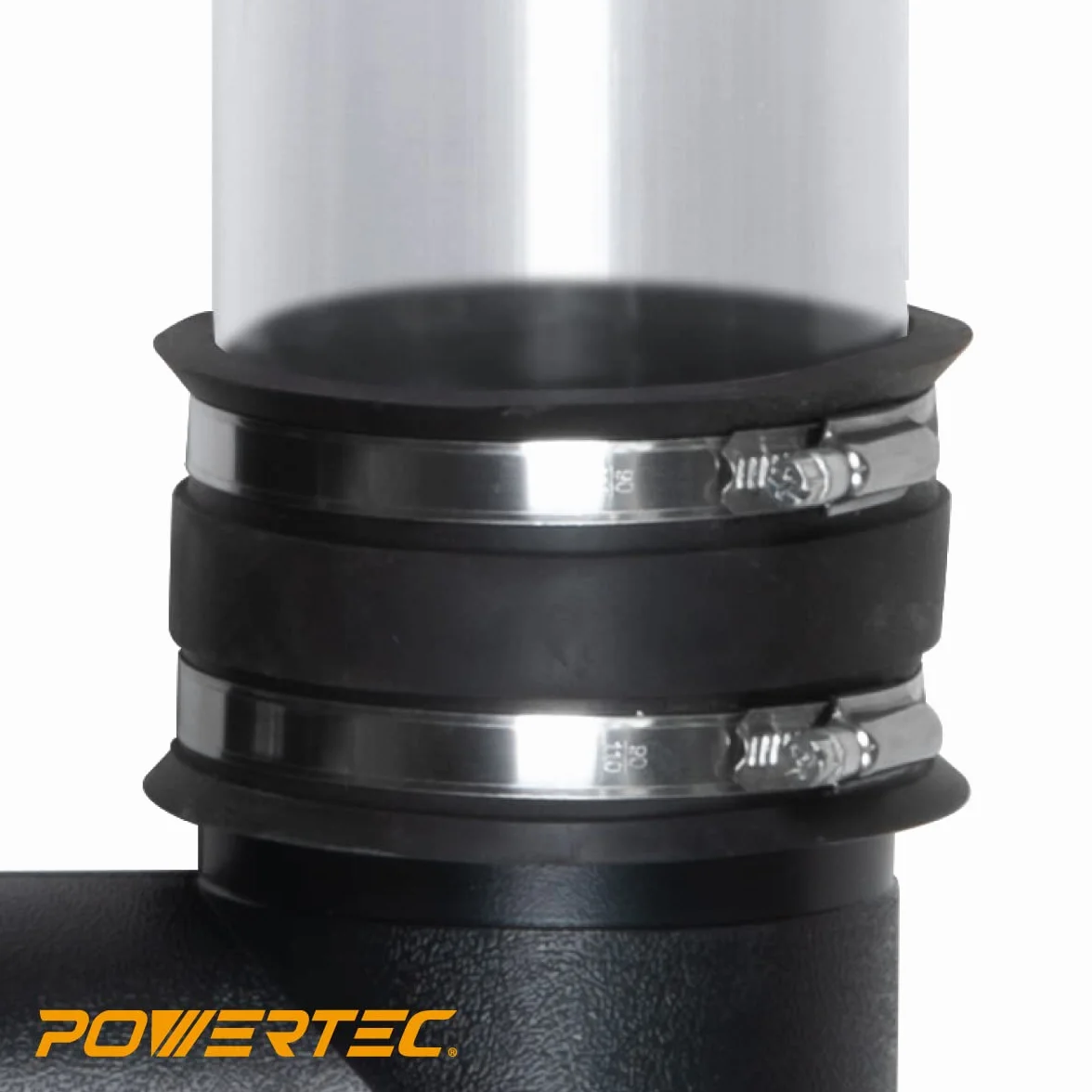 POWERTEC 70148-P2 elastyczny mankiet do kontroli pyłu ze stalowymi zaciskami, 5,5 cm, 2 szt