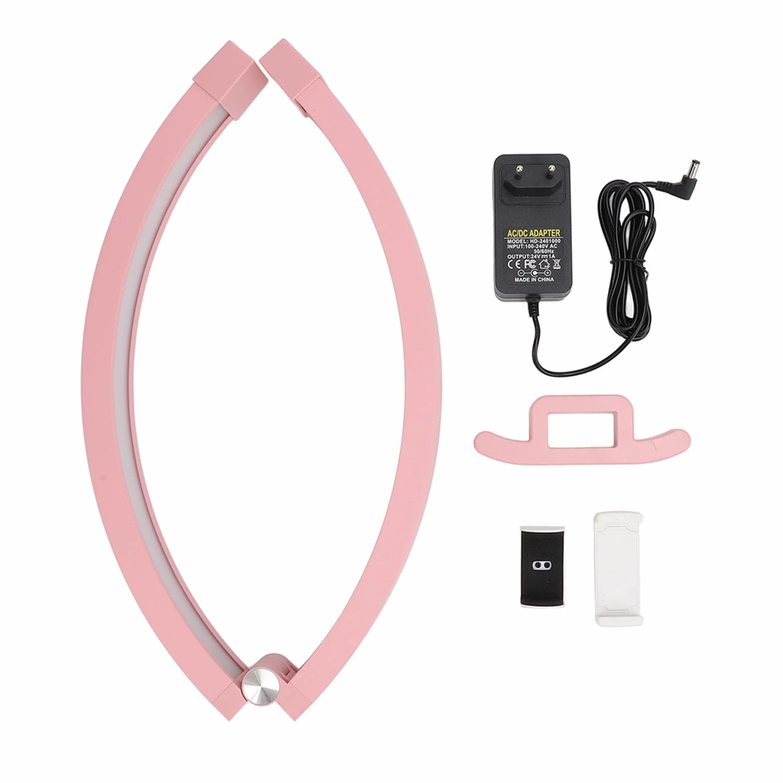 22-calowa Lampka LED do Manicure Half Moon Beauty z Klipsem do Telefonu, Biurkowa do Paznokci 20 W 3200–5600 K 1500 Lm, Lampka na Biurko do Tatuażu Lash Tech, do
