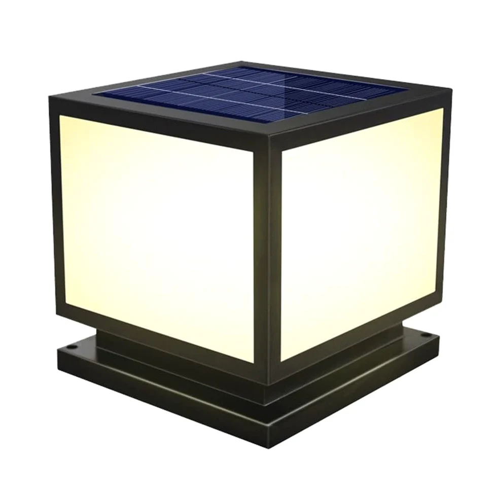 Nowoczesna lampa ścienna do słupków tarasowych, czarna obudowa ze stali nierdzewnej, IP54, oświetlenie zewnętrzne, solarna latarnia ogrodowa LED, gwint E26, 1 głowica, do słupków tarasowych