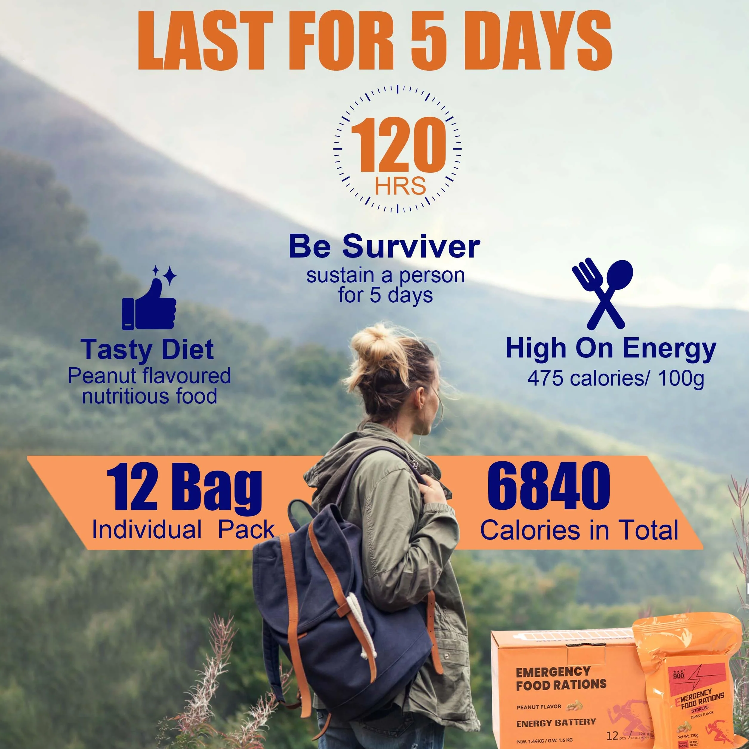Awaryjne zaopatrzenie w żywność - Peanut Hardtack, Mre Meals Military 2025, bary survivalowe posiłki ratunkowe, kemping piesze wycieczki survivalowe jedzenie batony wysokokaloryczne, 12 sztuk, długi