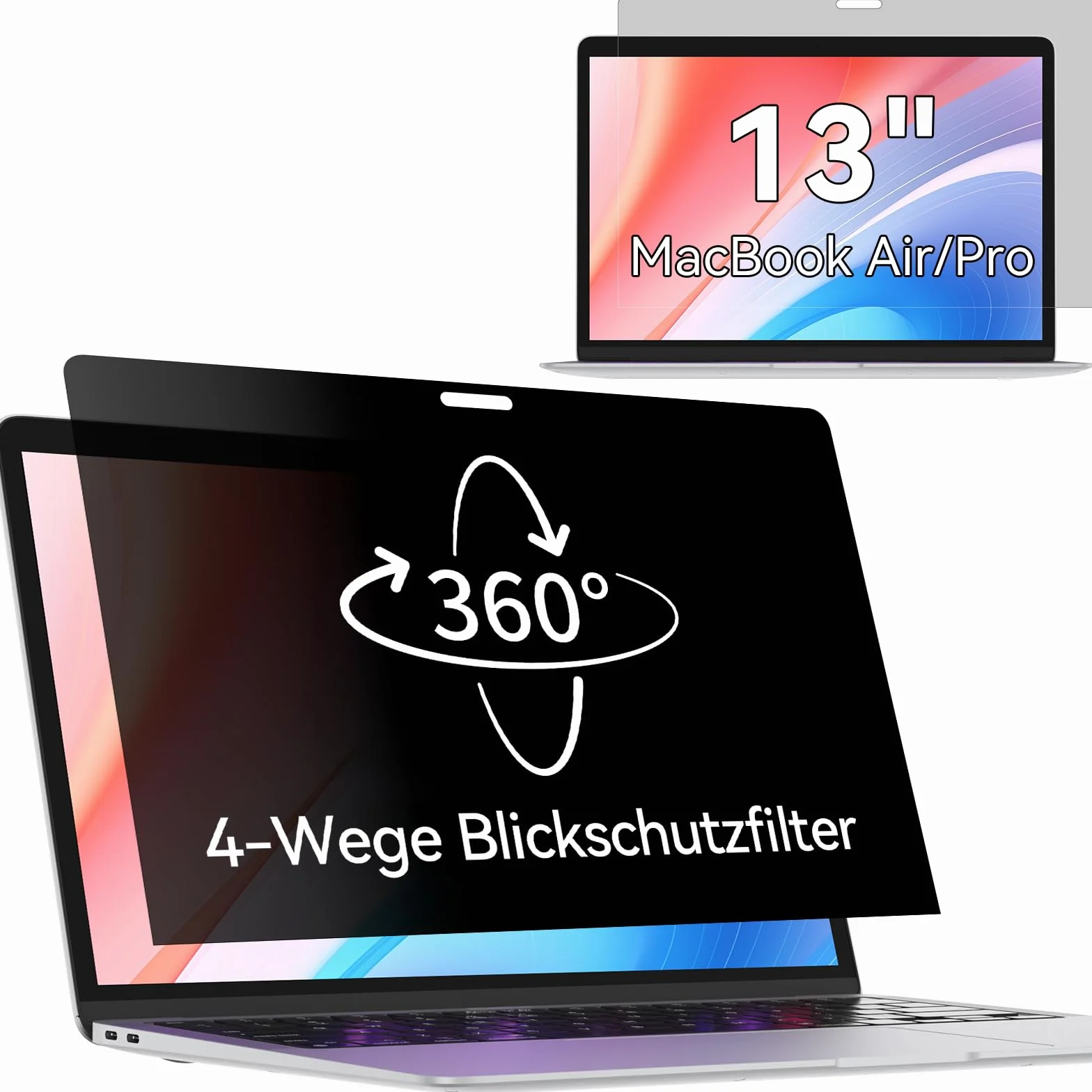 Filtr maskujący 360° do MacBook Air 13 (2018-2021, M1) i MacBook Pro 13 cali (2016-2022, M1, M2), ochrona przed niebieskim światłem