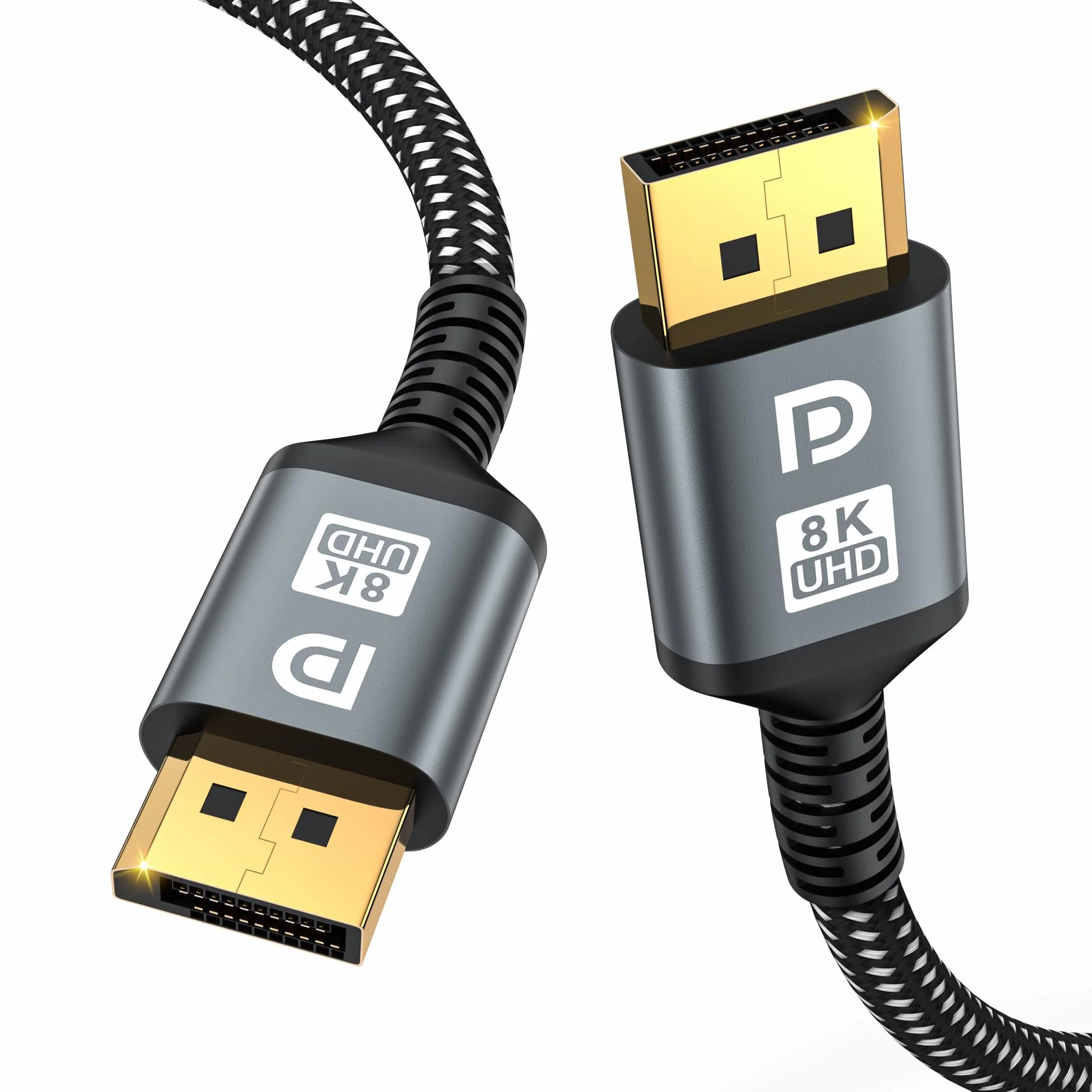 Kabel DisplayPort 16K 2 m 4K 240 Hz 40 Gb/s pozłacany DP do DP HDR HDCP FreeSync G-Sync