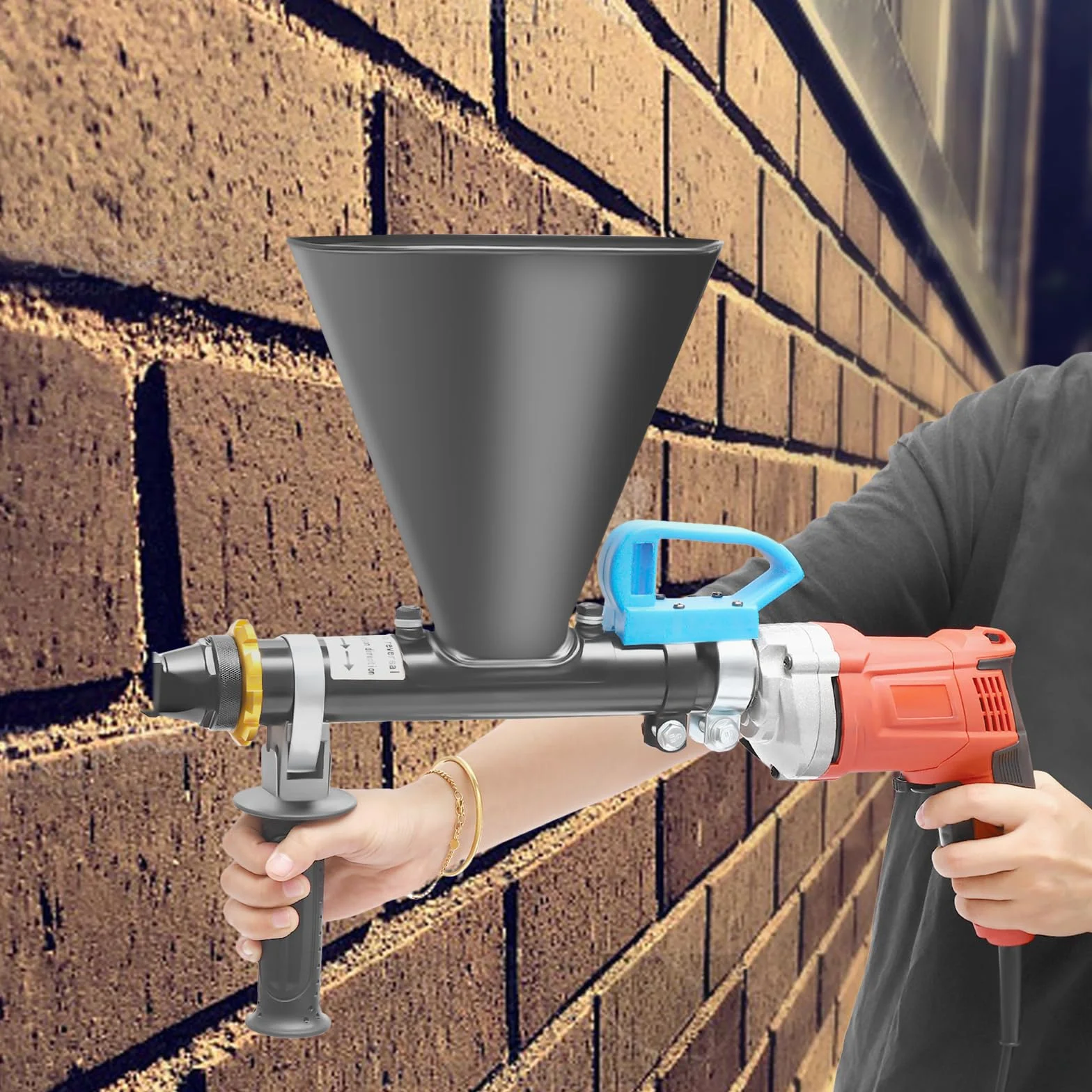Elektryczny pistolet do fug, 700 W, półautomatyczny, stal nierdzewna i tworzywo sztuczne, instalacja klimatyzacji, napraw ściennych i innych miejsc, w których należy wypełnić cementem