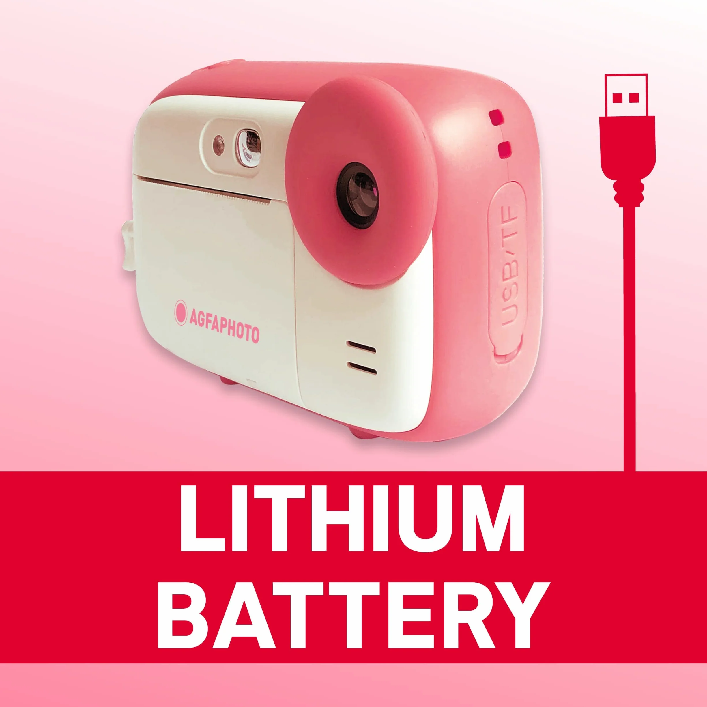 AGFA PHOTO Pakiet Realikids Instant Cam + 1 karta Micro SD 32GB - natychmiastowa kamera dla dzieci, 2,4-calowy wyświetlacz LCD, bateria litowa, lusterko do selfie i filtr fotograficzny - różowy