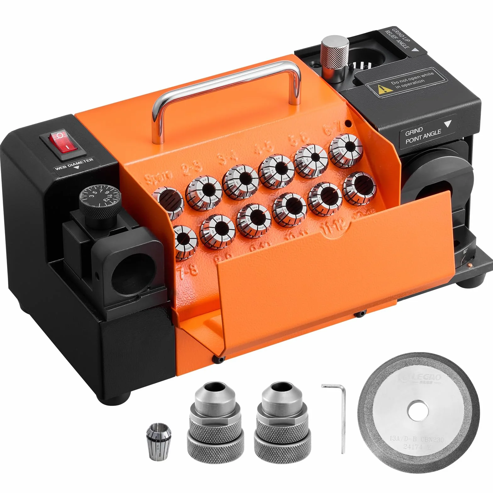 VEVOR MR-13A+ ostrzałka do wierteł 3-15 mm z regulowanym kątem czubka od 95° do 135°, 5800 obr./min, ostrzałka z 13 zaciskami i kołem CBN do warsztatów garażowych