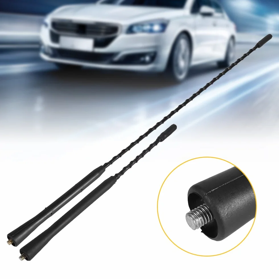 Uniwersalna antena radiowa do samochodu, wzmacniacz anteny FM AM, maszt dachowy, antena biczowa odbiorcza, wkręcane samochodowe radio stereo (40 cm)