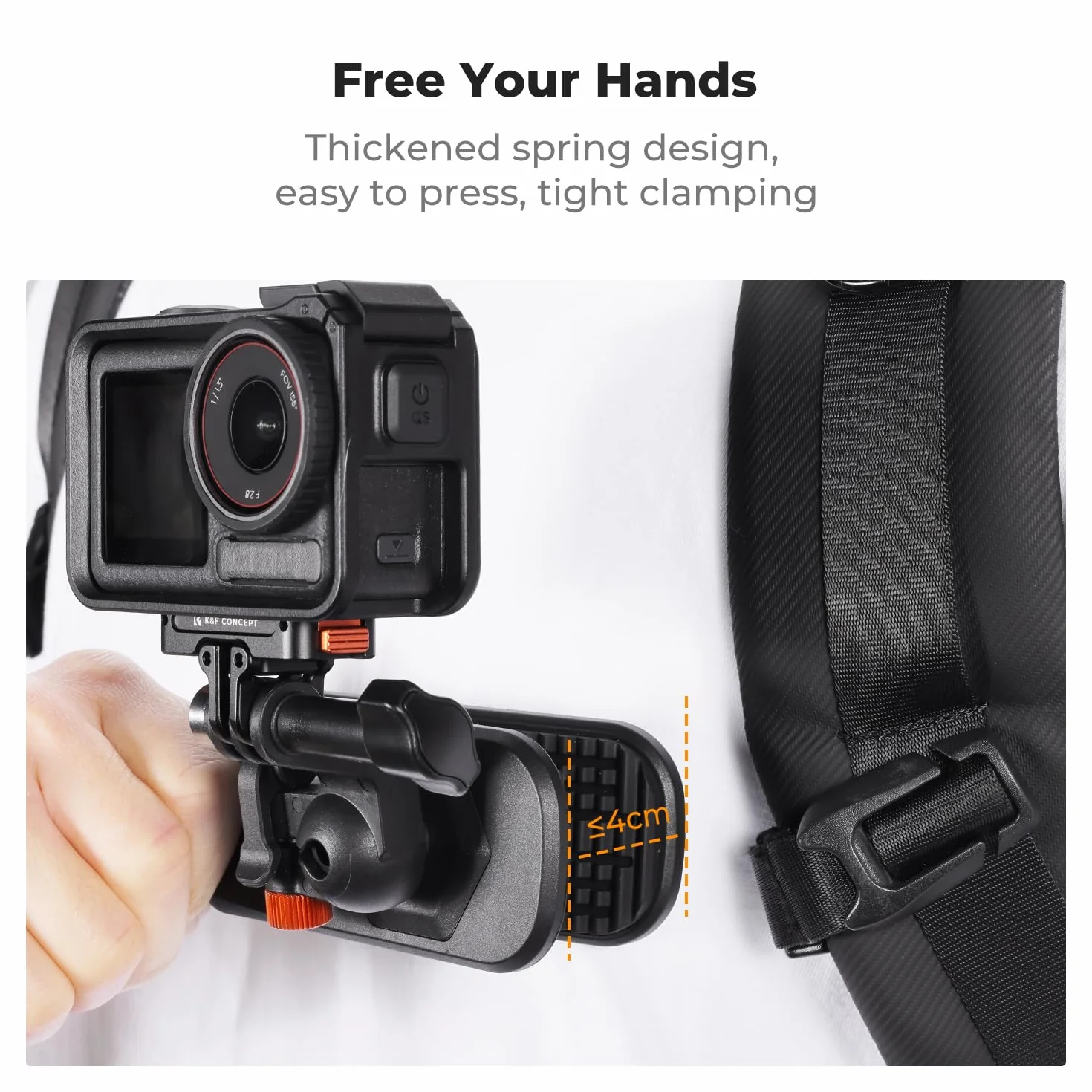 K&F CONCEPT Magnetyczny klips do plecaka, głowica kulowa 360°, zacisk na ramię i kapelusz, kompatybilny z DJI Osmo Nano/Action 6 5 pro/Go pro, uchwyt kamery ciała
