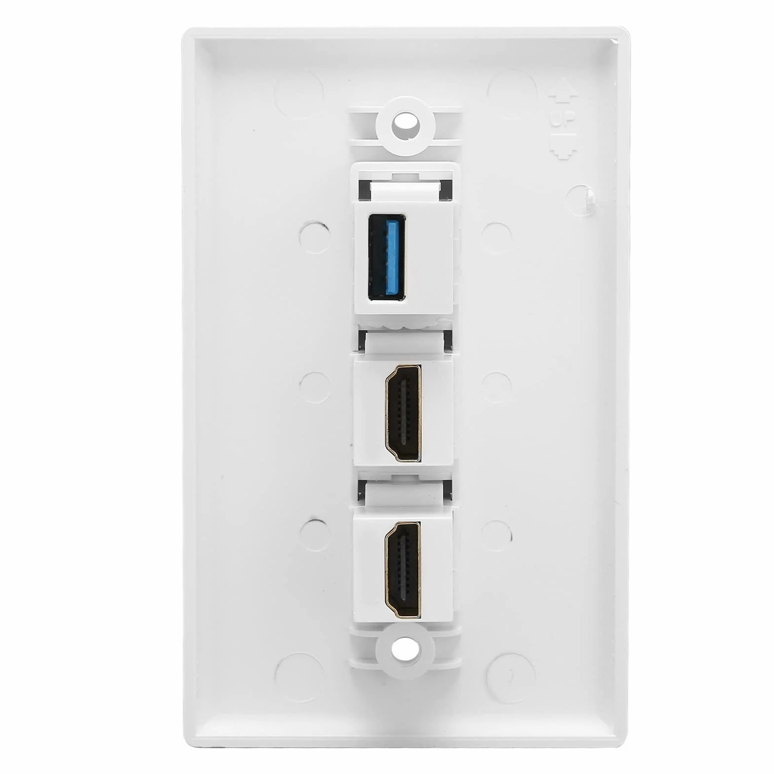 3-portowe Gniazdko ścienne HDMI z USB 3.0, Płyta ścienna Ethernet Bez Lutowania do Naściennych Telewizorów HD, Strumieniowe Odtwarzacze Wideo, Projektory, do Domowego Biura