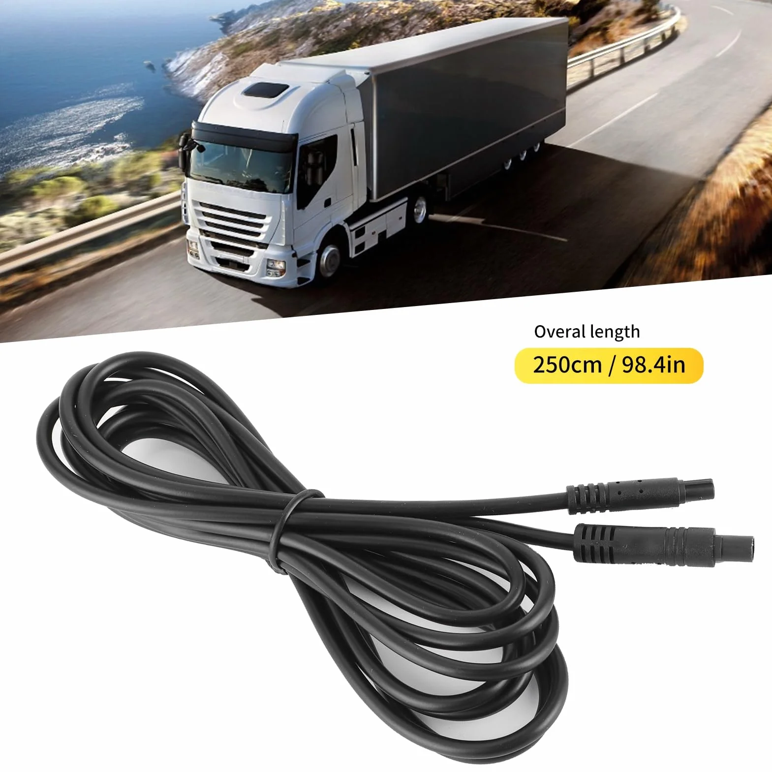 Przedłużacz Kamery Cofania 5-pinowy Męski-Żeński 12V/24V 2,5m