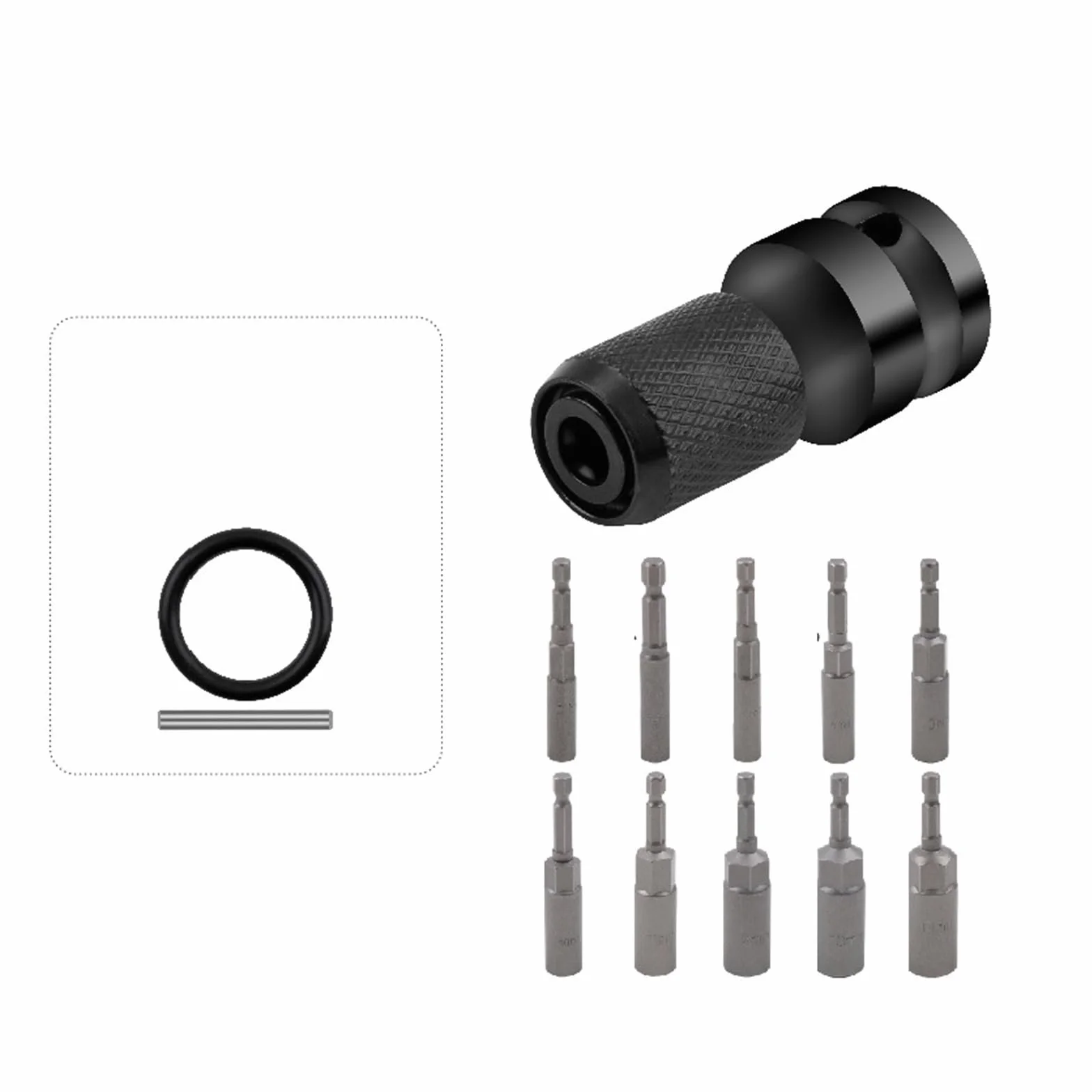 Klucz do adapterów nasadowych Klucz nasadowy ze stali chromowo-wanadowej Adapter nasadowy udarowe Wiertła przedłużające Wiertła z napędem prętowym Konwerter Narzędzie udarowe (Color : 11 PCS tool set