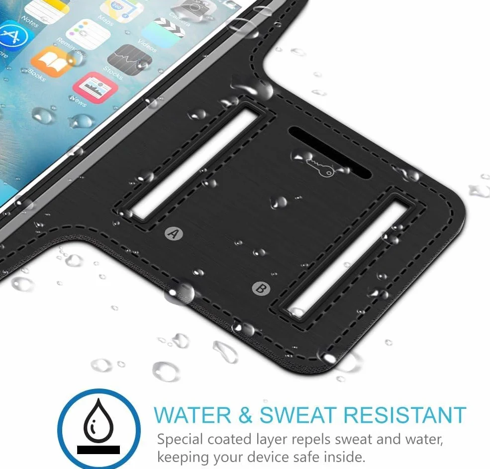 MMOBIEL Opaska sportowa kompatybilna z iPhone 17/17 Pro/16/16 Pro/15/15 Pro Max / 14/14 Pro Max / 13/13Pro/13 Pro Max / 12/12Pro/12 Pro Max / 11/11 Pro Max - 6,8" (czarna) Miękka rozciągliwa