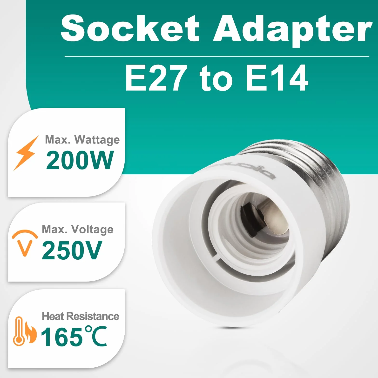 DiCUNO E27 na E14 konwerter gwintu Edisona, gwint E27 do E14, odporny na wysokie temperatury, do żarówek LED, żarówek i żarówek CFL, 4 sztuki w opakowaniu