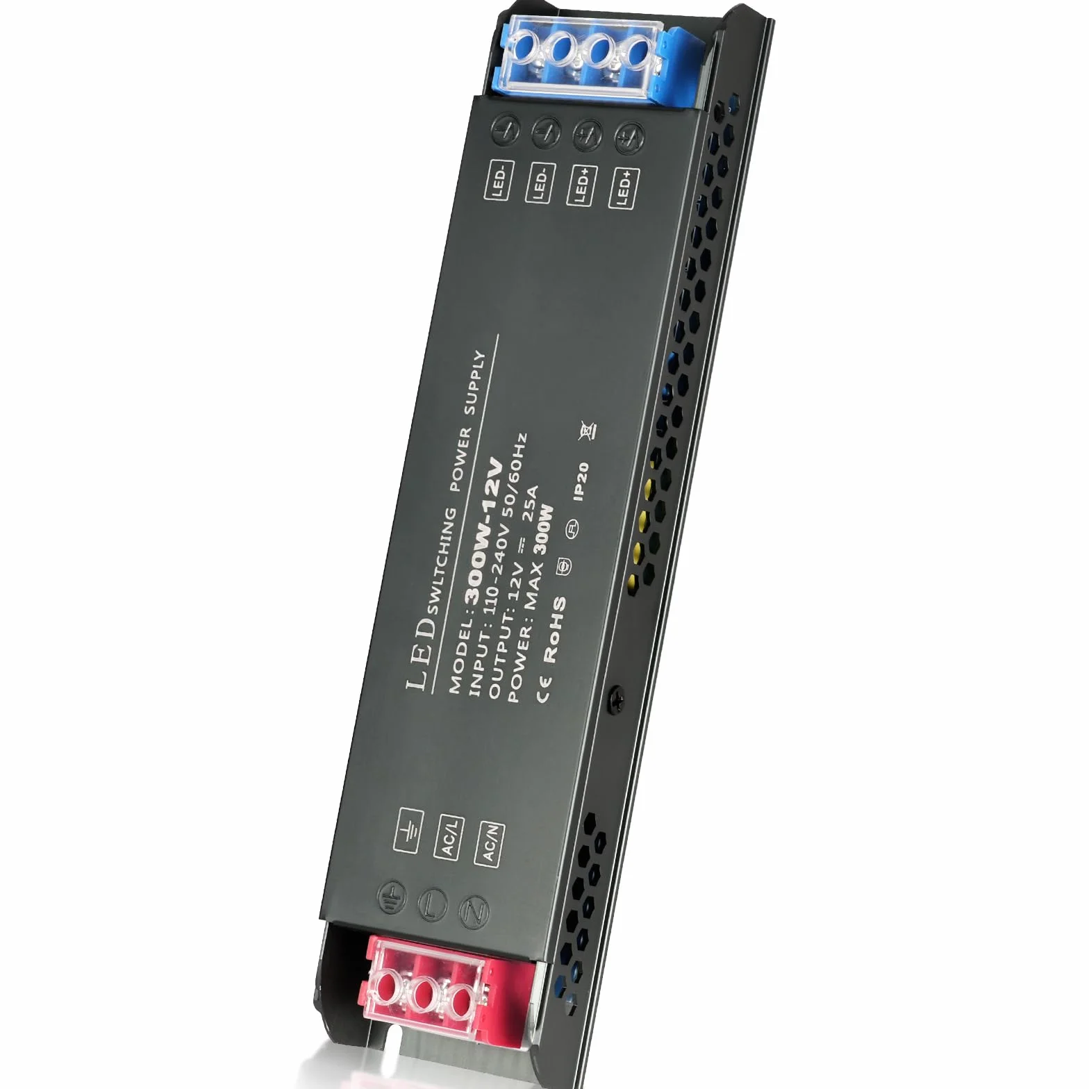 AXFEE Transformator LED 240 V, 12 V, 300 W, ultra cienki transformator, sterownik LED, konwerter przewodzący zasilanie stałym napięciem, do taśm, projektorów wciśniętych