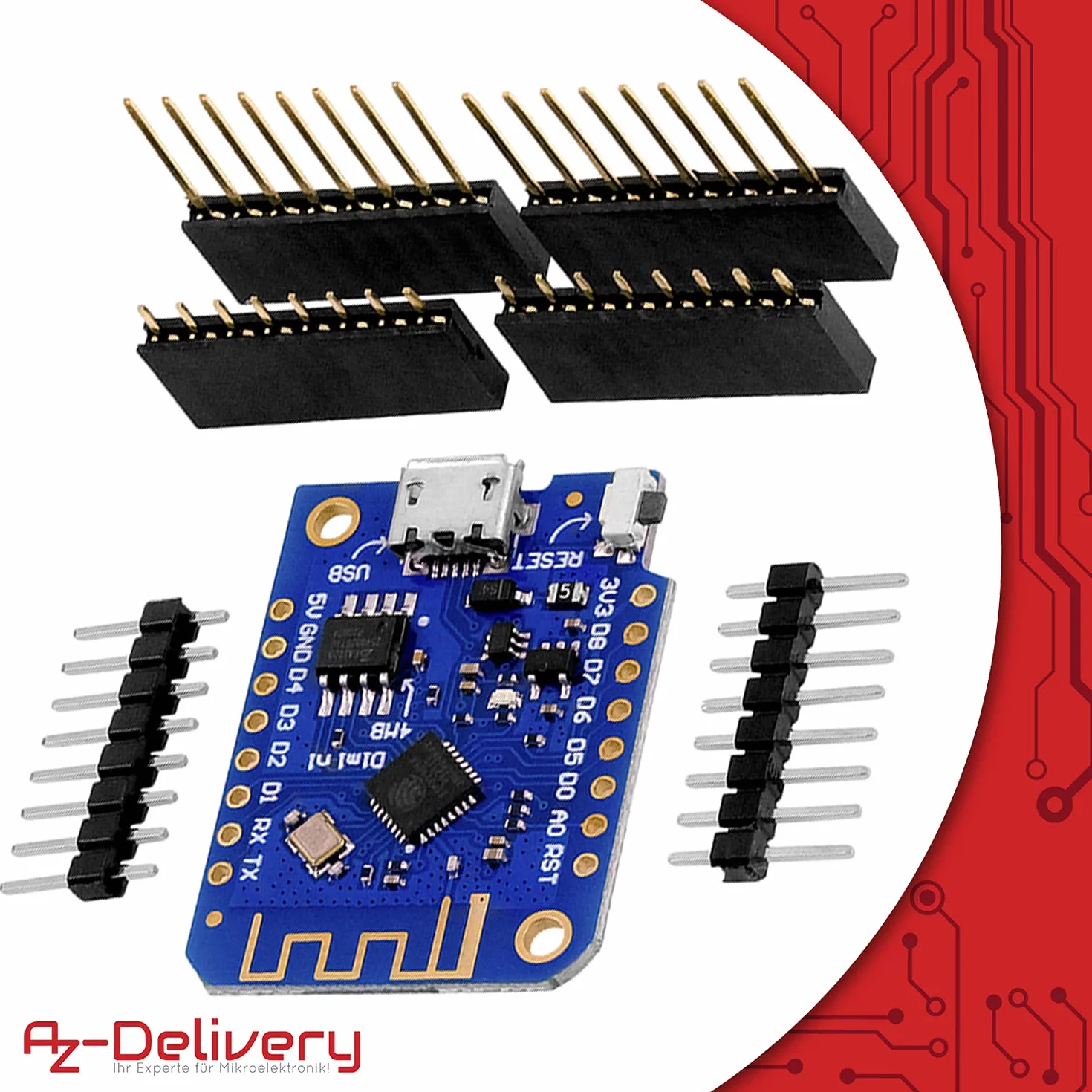 AZDelivery D1 Mini V3 NodeMCU ESP8266EX WLAN Moduł kompatybilny z Arduino