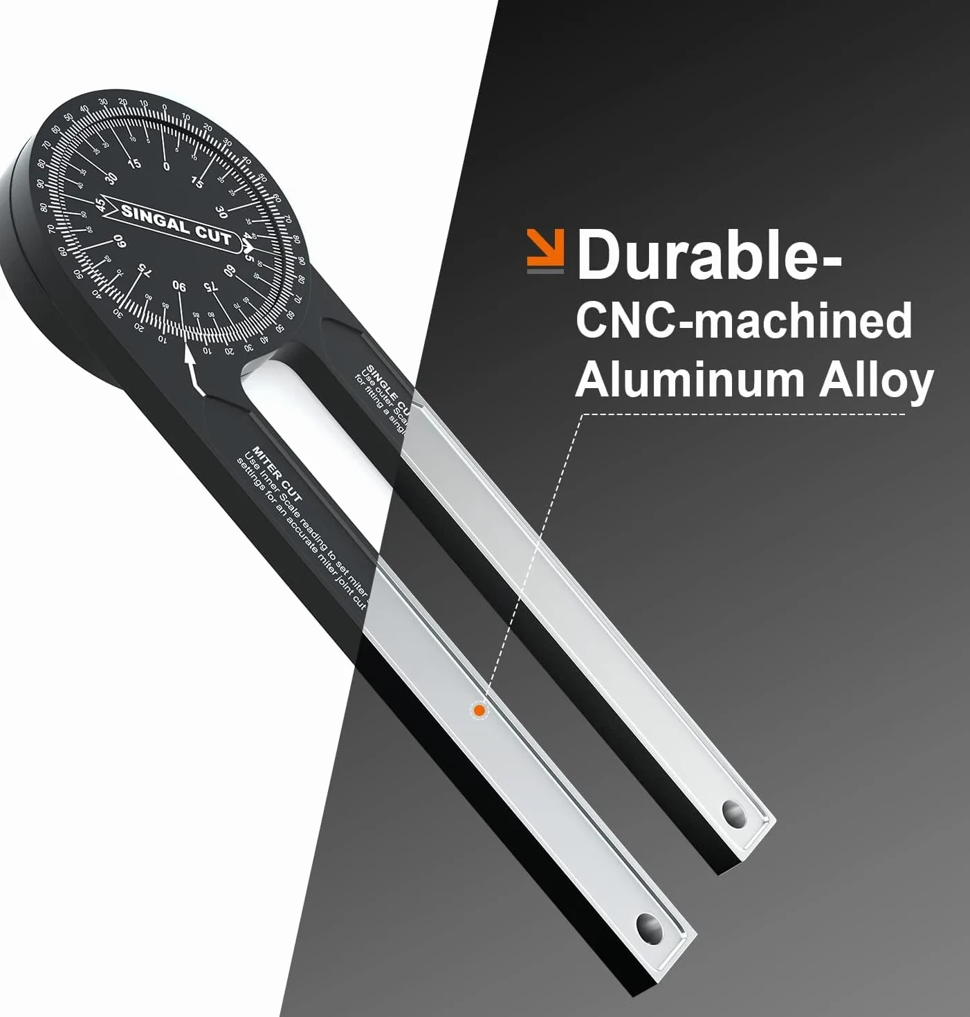 Kątomierz do piły ukośnej, 7-calowy aluminiowy kątomierz, z precyzyjnym laserem, do wewnątrz i na zewnątrz, dla stolarzy, hydraulików i wszystkich branż budowlanych (czarny)