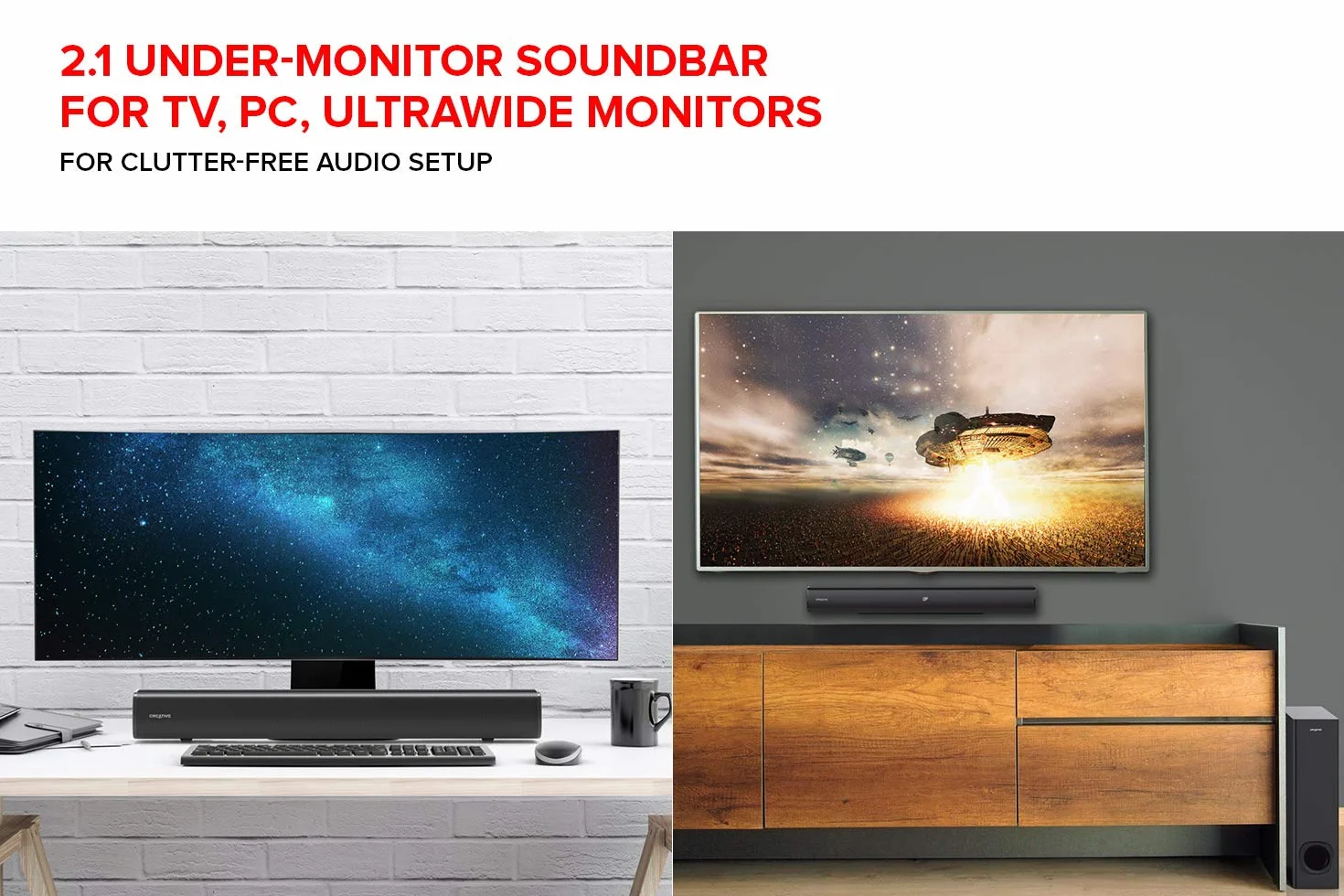 Creative Stage Soundbar z Subwooferem, Czarny