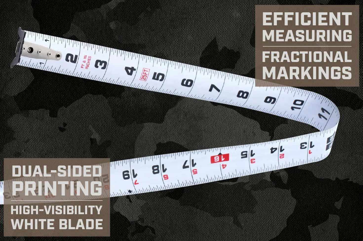 Spec Ops Tools Taśma magnetyczna z serii Elite 25 stóp, dwustronne ostrze 1 1/10.2 cm, wyróżniające się 12 stóp, obudowa kompozytowa klasy wojskowej, 3% przekazane weteranom