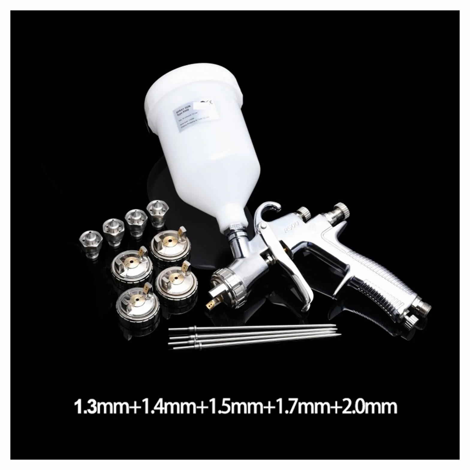 R500 Pistolet natryskowy Farba olejna na bazie wody 1,3/1,4/1,5/1,7/2,0 Dysza Aerograf do malowania wykończeniowego, Wszechstronna powierzchnia