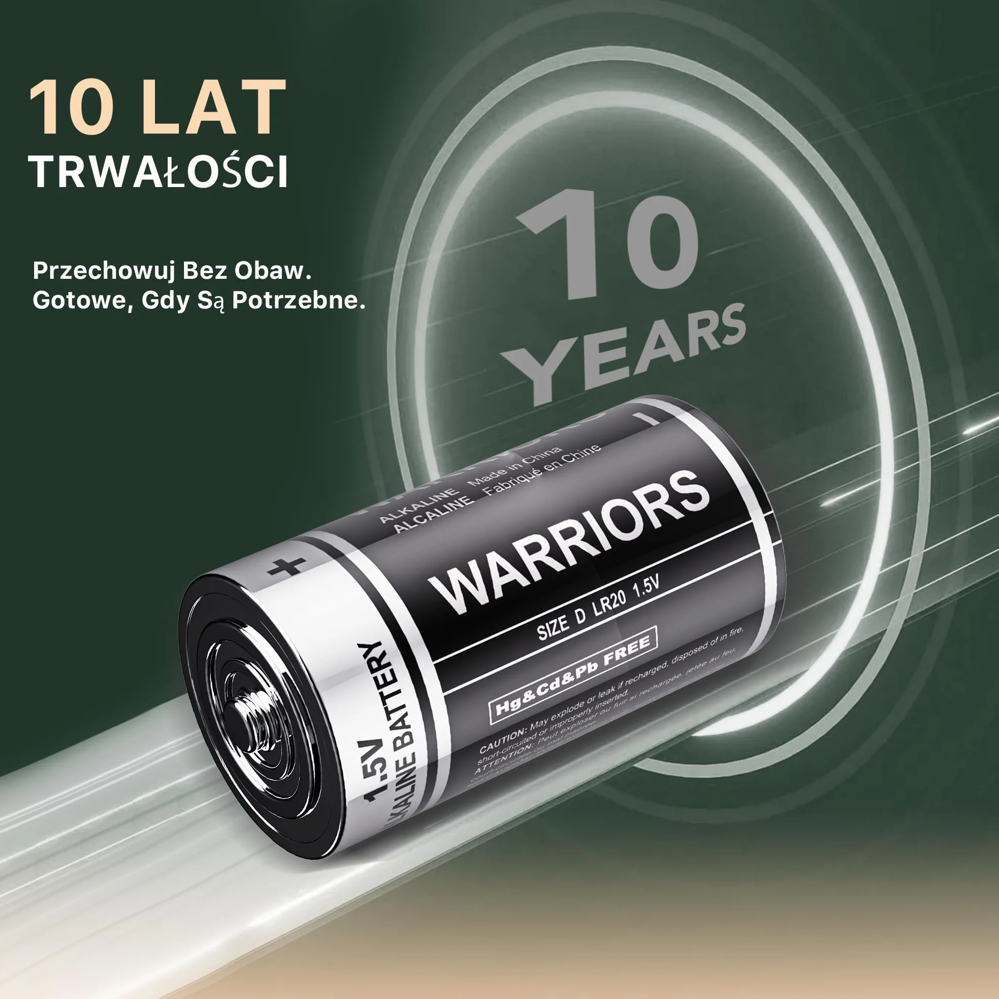 Baterie Warriors D 6X, Baterie Alkaliczne LR20 1.5V, Do 10 lat przydatności, Długotrwała moc do zabawek, latarek, radii i urządzeń domowych