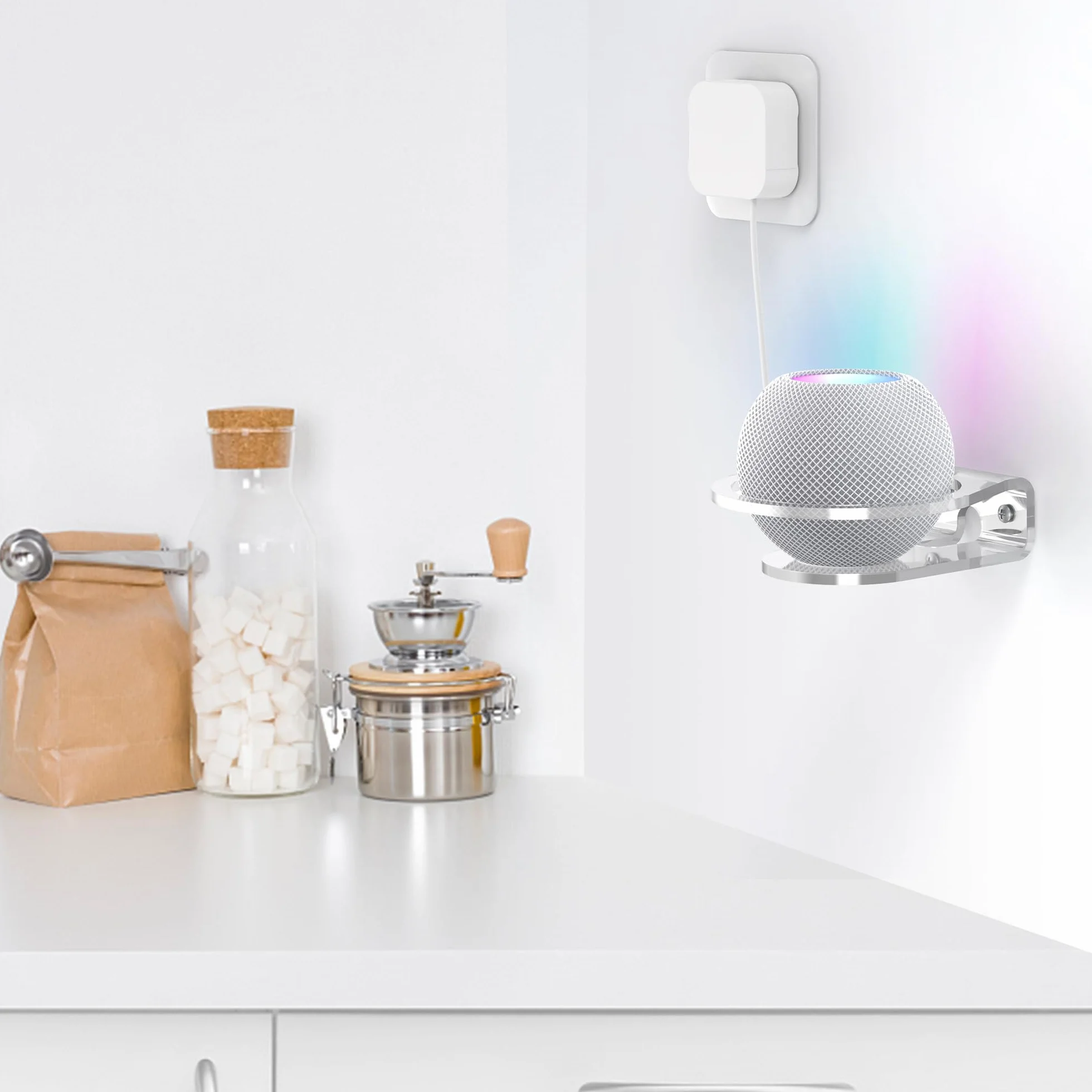 Cozycase Dot 5. & 4. generacji uchwyt ścienny – Homepod mini uchwyt stojak akcesoria z akrylu, idealny do kuchni, łazienki i sypialni (1 sztuka)