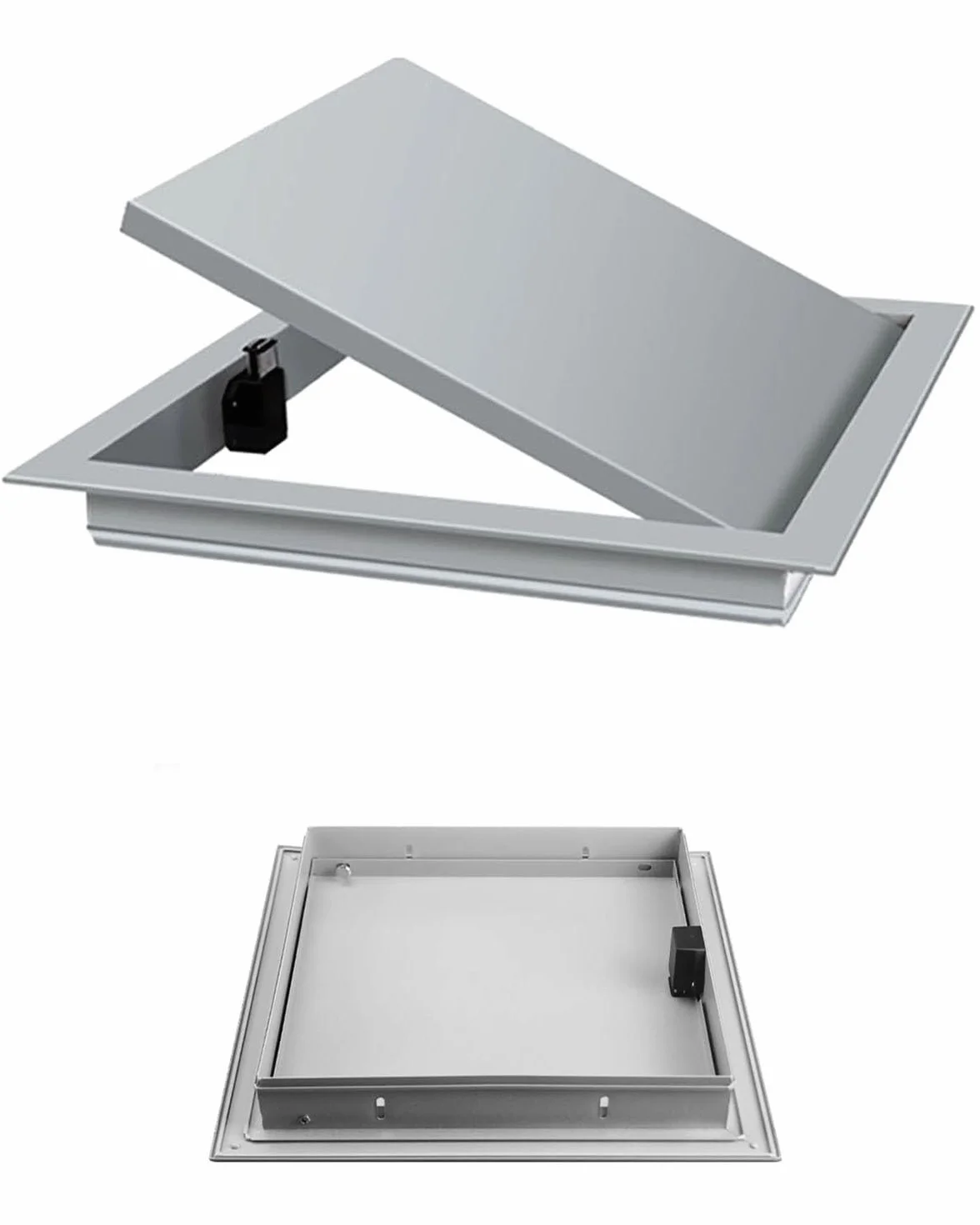 Panel dostępu, szara klapa dostępowa, do płyt kartonowo-gipsowych, szerokość 10-50 cm, płyta otwierana na kliknięcie, drzwi na strych, pokrywa otworu hydraulicznego do pustek sanitarnych, panel