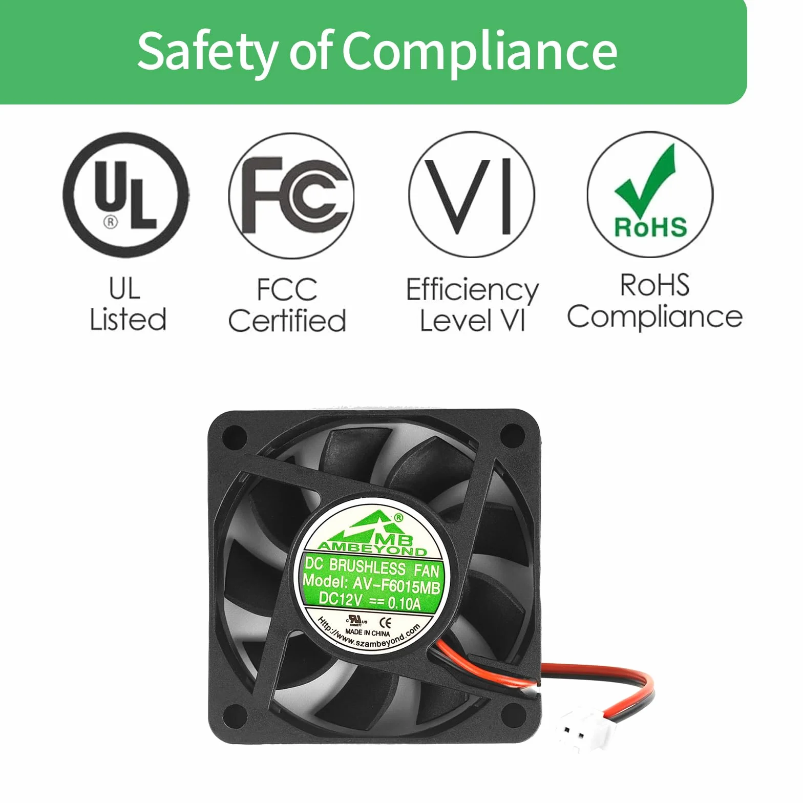 Wentylator chłodzący bezszczotkowy 12 V DC 60x60x15 mm 2-pin łożysko kulkowe 6015