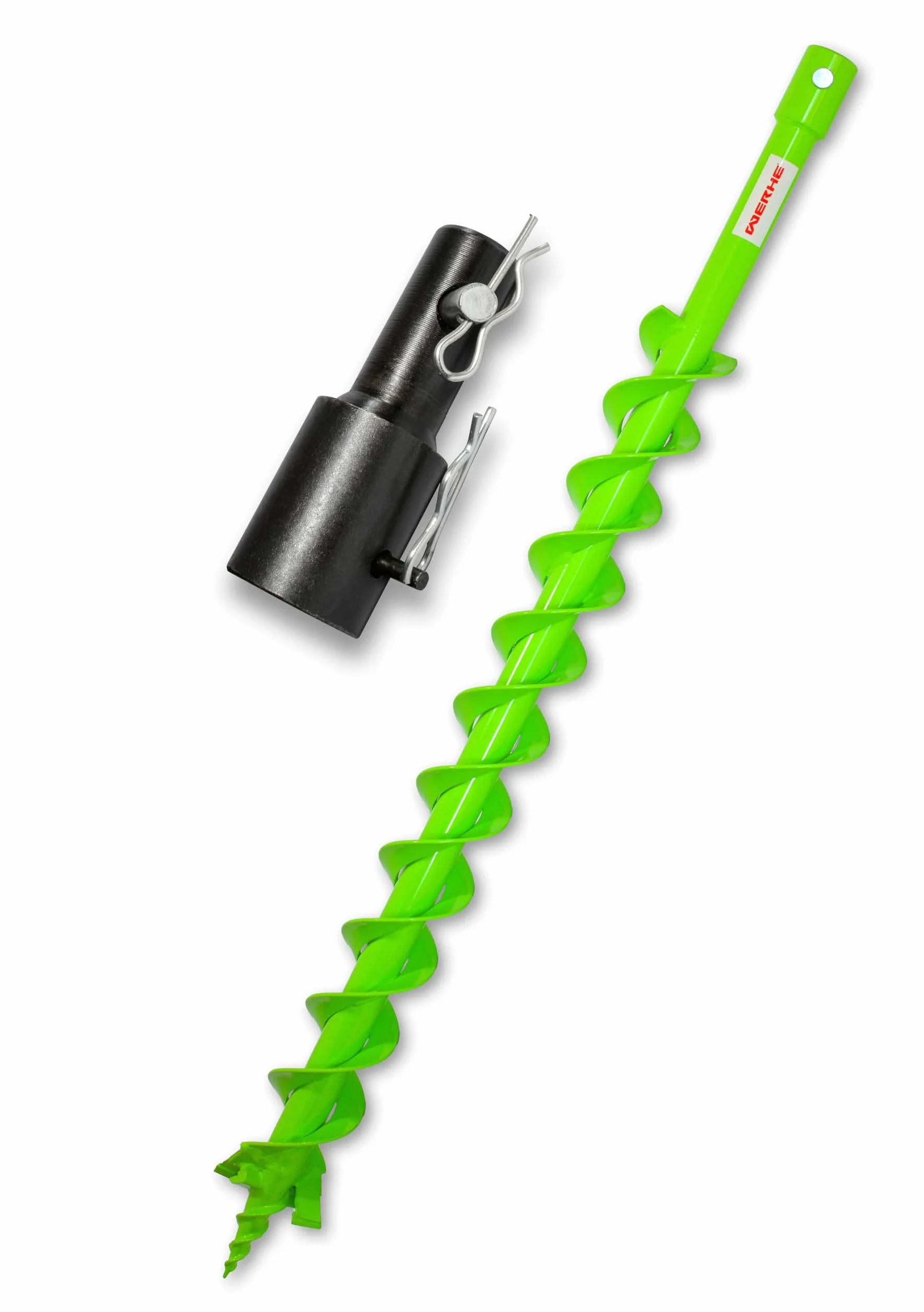 WERHE świder ziemny Ø 60 mm, podwójna spirala | adapter ze szybkiego zamknięcia, wytrzymały grot stalowy, wysoka stabilność, długa żywotność, do lekkich do gleb średnich