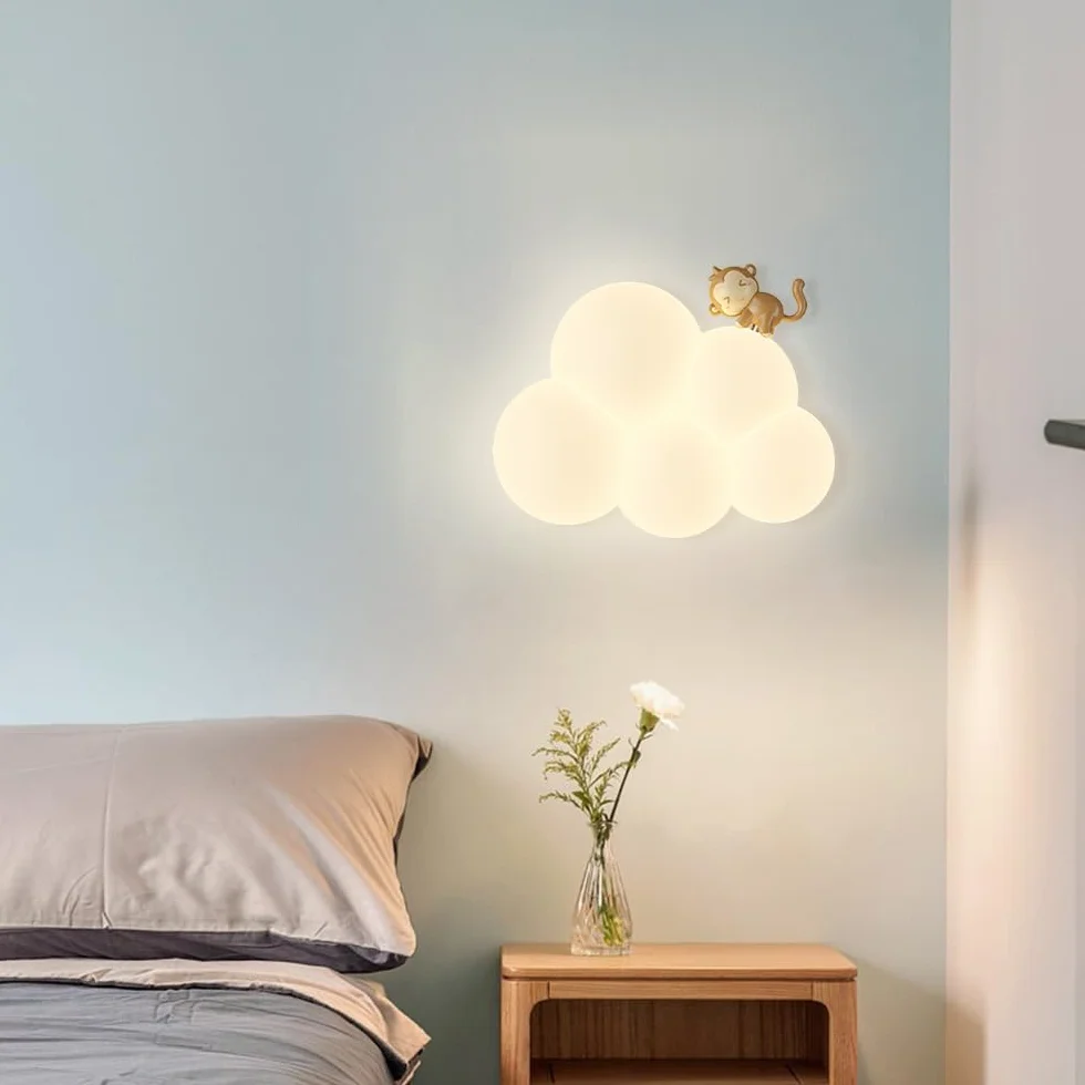 Kinkiet ścienny LED, 18W Kreatywny kinkiet ścienny w kształcie chmury Dziecko Żywica Kreskówka Biała lampa ścienna Wewnętrzne Przewodowe oświetlenie ścienne Dla chłopca Dziecko Sypialnia Jadalnia