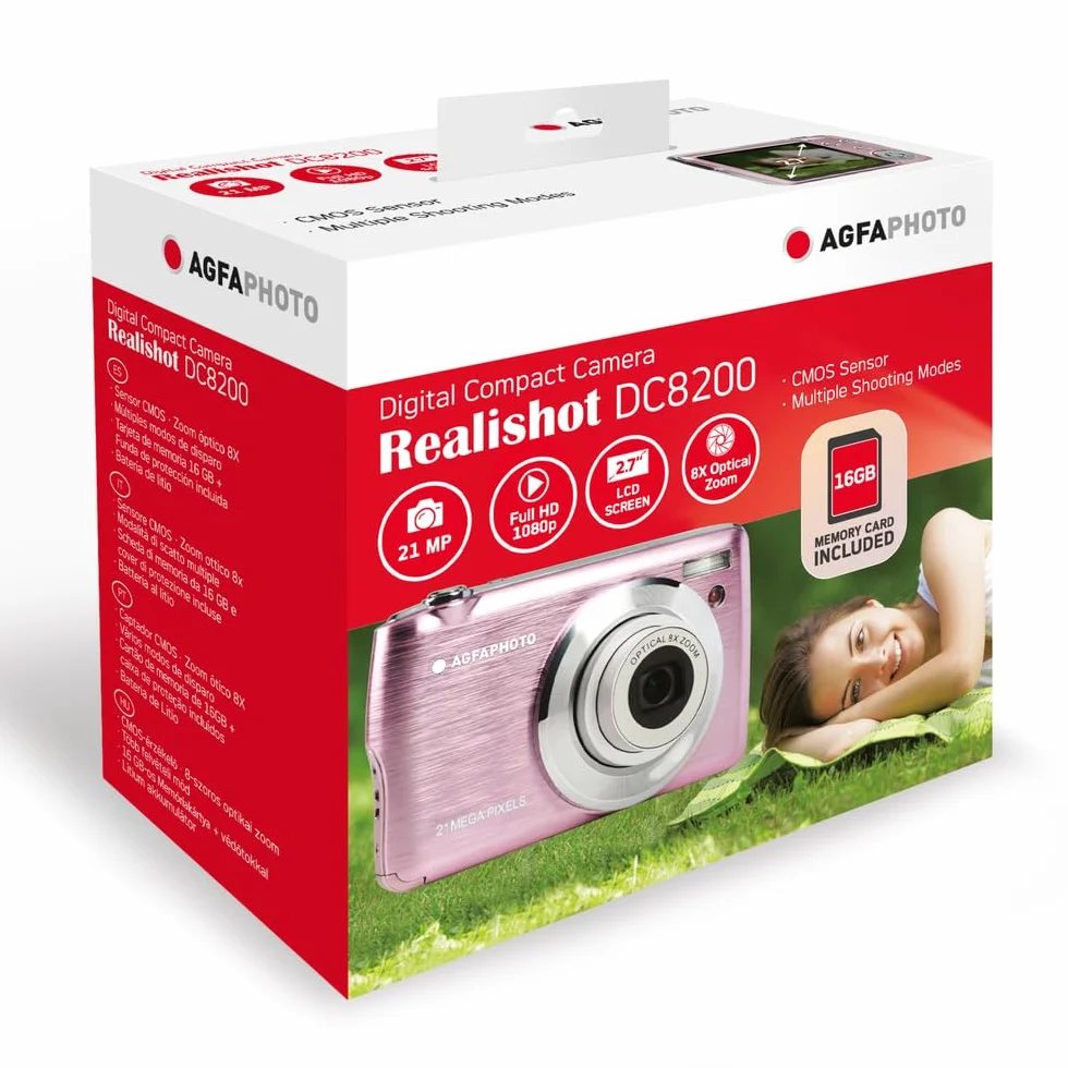 AGFA Realishot DC8200 kompaktowy aparat cyfrowy 21 MP Full HD 2,7 cala LCD 8x zoom optyczny