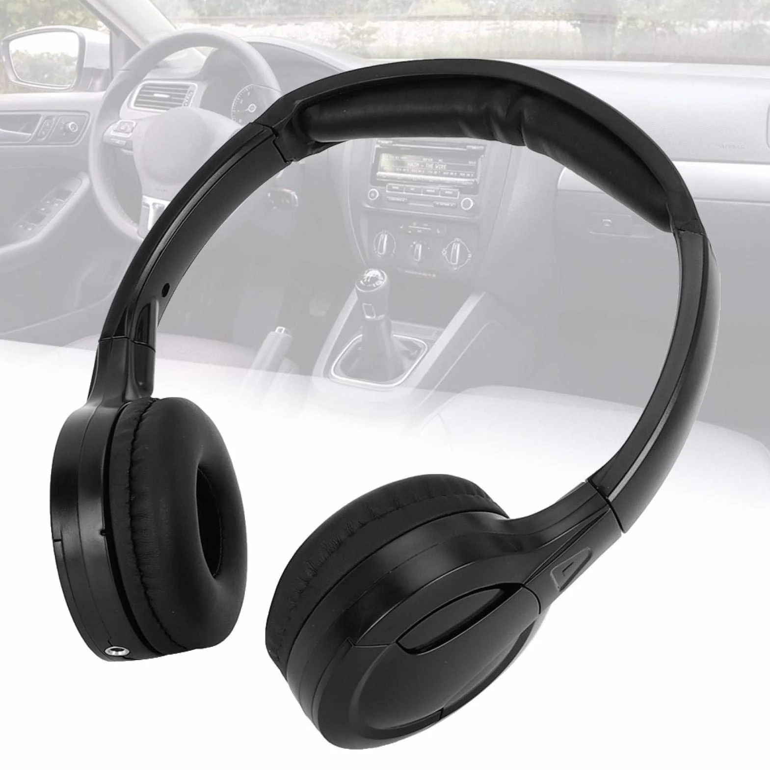 Qiilu Bezprzewodowe Słuchawki Samochodowe Stereo Audio na Podczerwień 2 Kanały do DVD