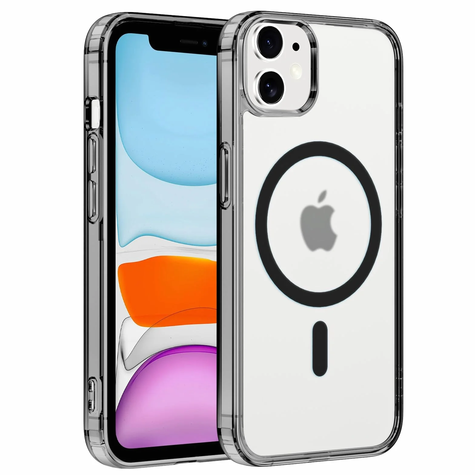 Coiwxmoi Magnetyczne etui do Apple iPhone 11 6.1", kompatybilne z Magsafe,cienkie półprzezroczyste miękkie silikonowe TPU + twardy PC odporne na wstrząsy etui ochronne odporne na zarysowania, czarne