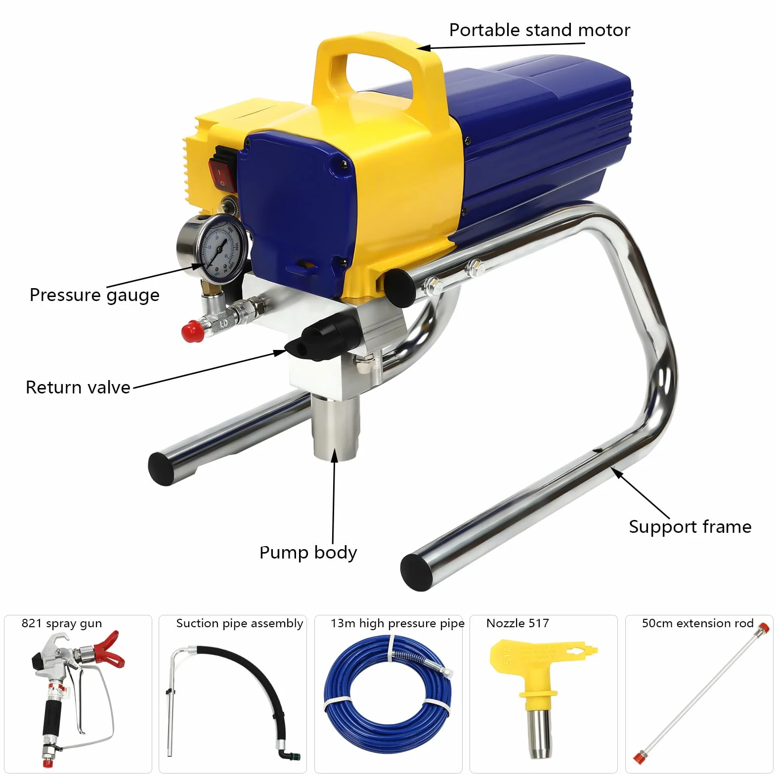 Elektryczny pistolet natryskowy do malowania ścian, system natrysku farby Airless Control Pro, pistolet natryskowy do malowania drewna, metalu, ścian i sufitów wewnątrz i na zewnątrz