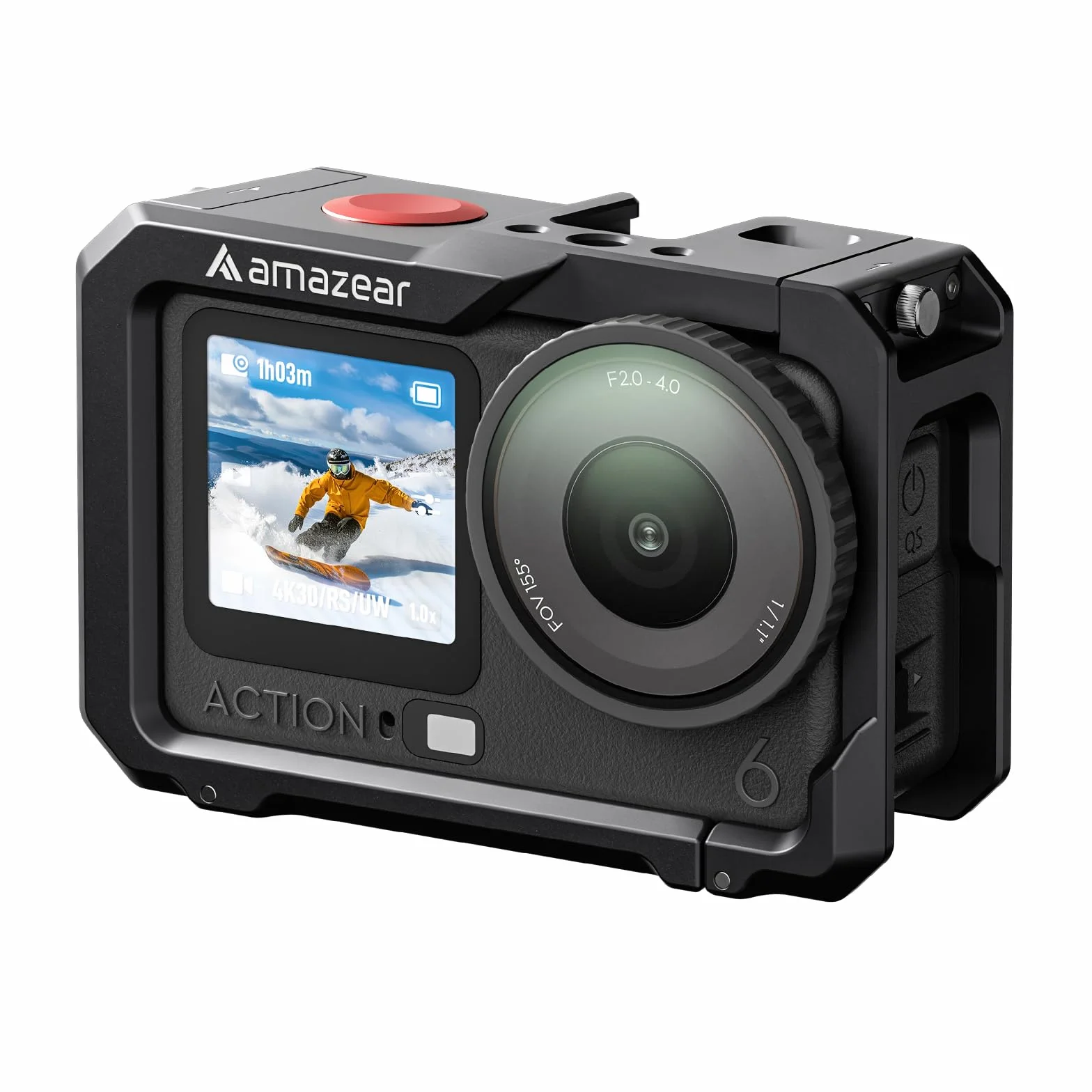AMAZEAR Metalowa obudowa ochronna do akcesoriów DJI Osmo Action 6, wielofunkcyjna ramka użytkowa Action6 Pro, mocniejsza aluminiowa obudowa twarda obudowa z miękkimi silikonowymi nakładkami na