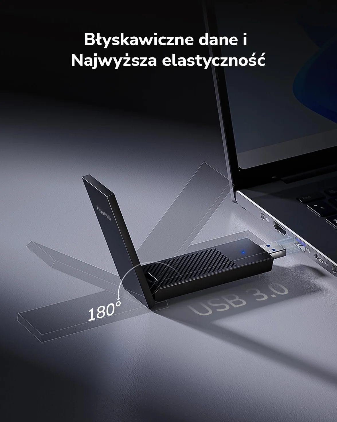 Cudy WU6500 BE6500 Tri-Band Wi-Fi 7 USB 3.0 adapter do komputera stacjonarnego, 6 GHz, 4K-QAM, 160 MHz, WPA3