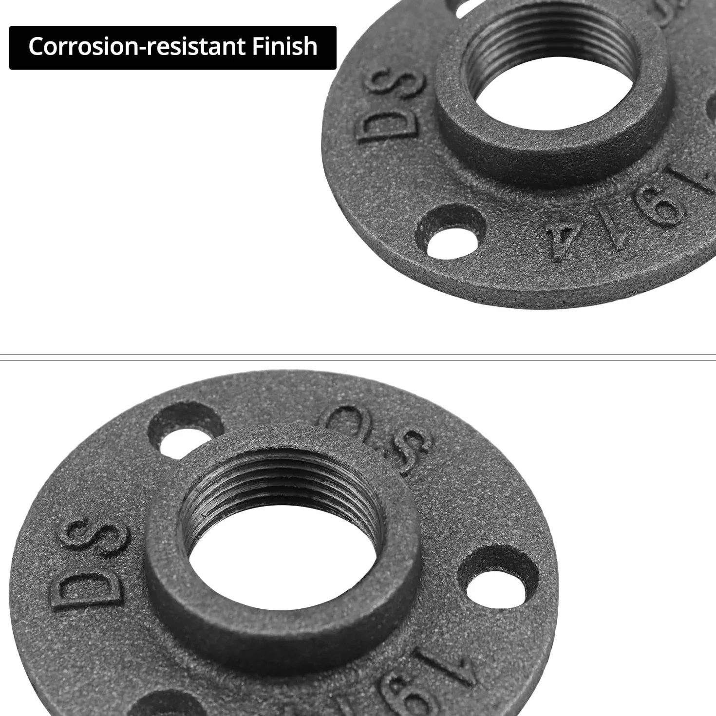 QWORK® 10 sztuk kołnierzy gwintowanych 3/4'' BSP z 3 otworami, z żeliwa ciągliwego, do samodzielnego wykonania, styl vintage, ze śrubami