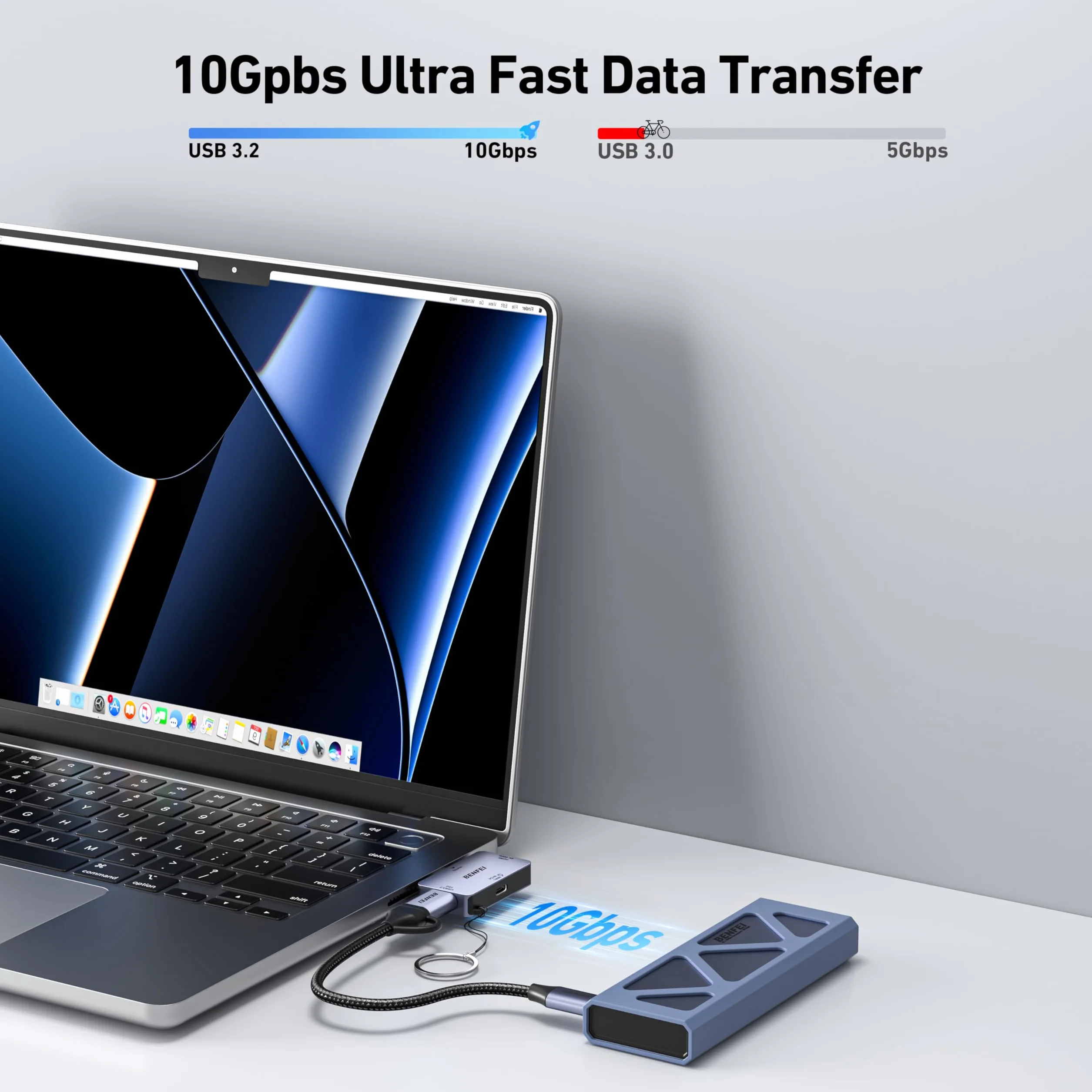 BENFEI USB C Hub 3 w 1 USB-C na HDMI 4K@60Hz 10 Gb/s USB-A 100 W Kompatybilny z iPadem Pro MacBookiem Pro/Air iMac iPhone 16/15 Pro/Pro Max XPS Thinkpad