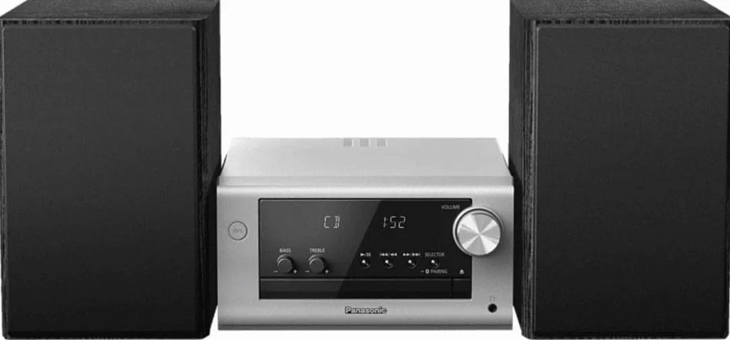 Panasonic SC-PM704EG-S kompaktowy system stereo Micro HiFi z CD, radio DAB+/FM, USB, Bluetooth, głośniki 80 W, srebrny