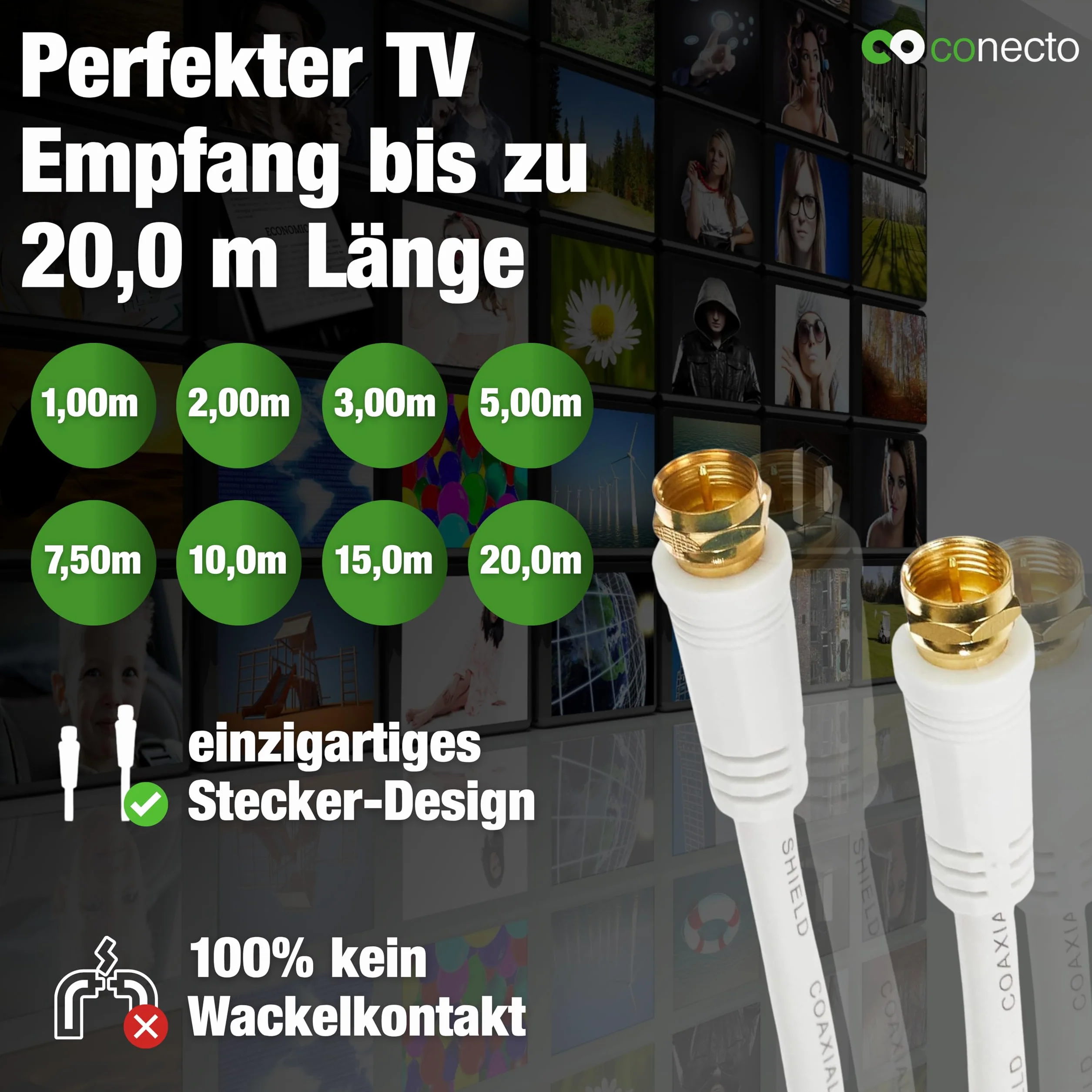 Conecto Kabel antenowy SAT koncentryczny biały 1,00 m