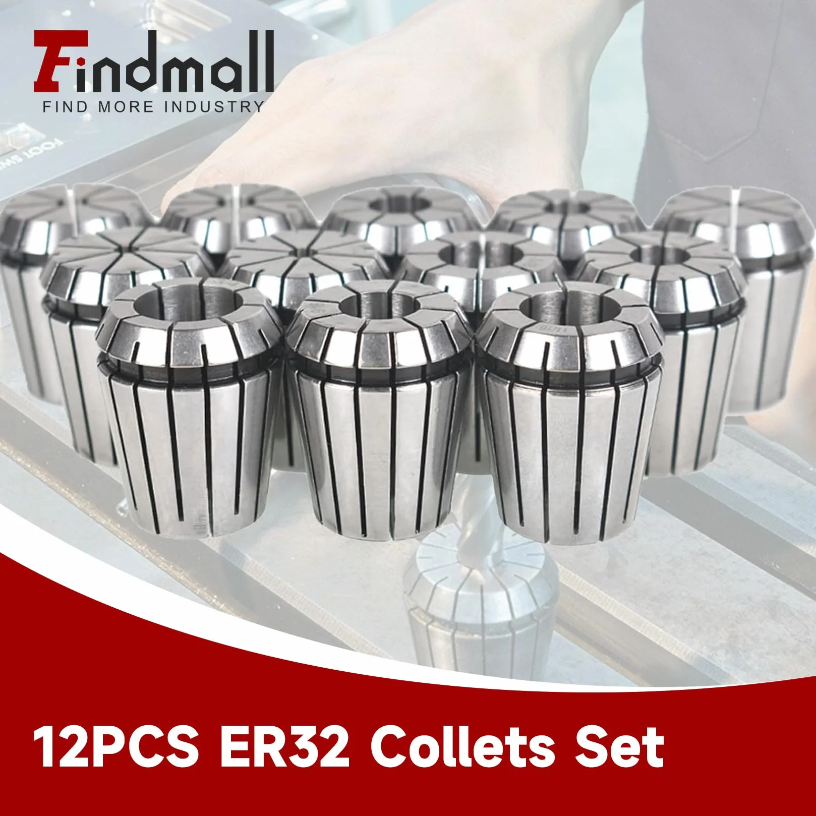 Zestaw 12 tulejek zaciskowych ER-32 ER-32 o wysokiej dokładności 1/8"-3/4" z 9/16 5/8 11/16