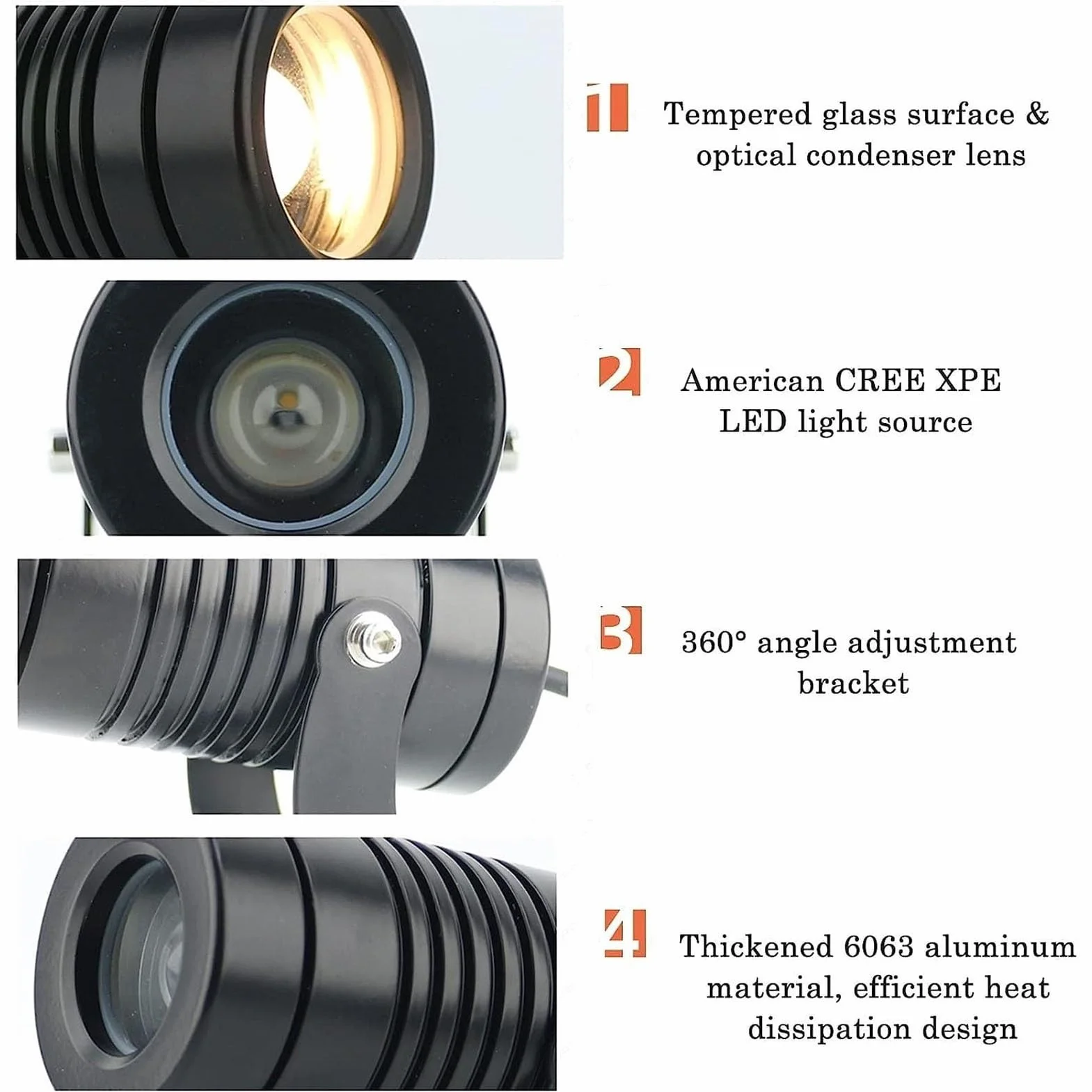 Zewnętrzny reflektor wiązkowy LED - oświetlenie projektora podłogowego, IP67 Wodoodporny reflektor LED, projektor ścienny na zewnątrz budynku światła, wąski reflektor zdalnego oświetlenia (Colo