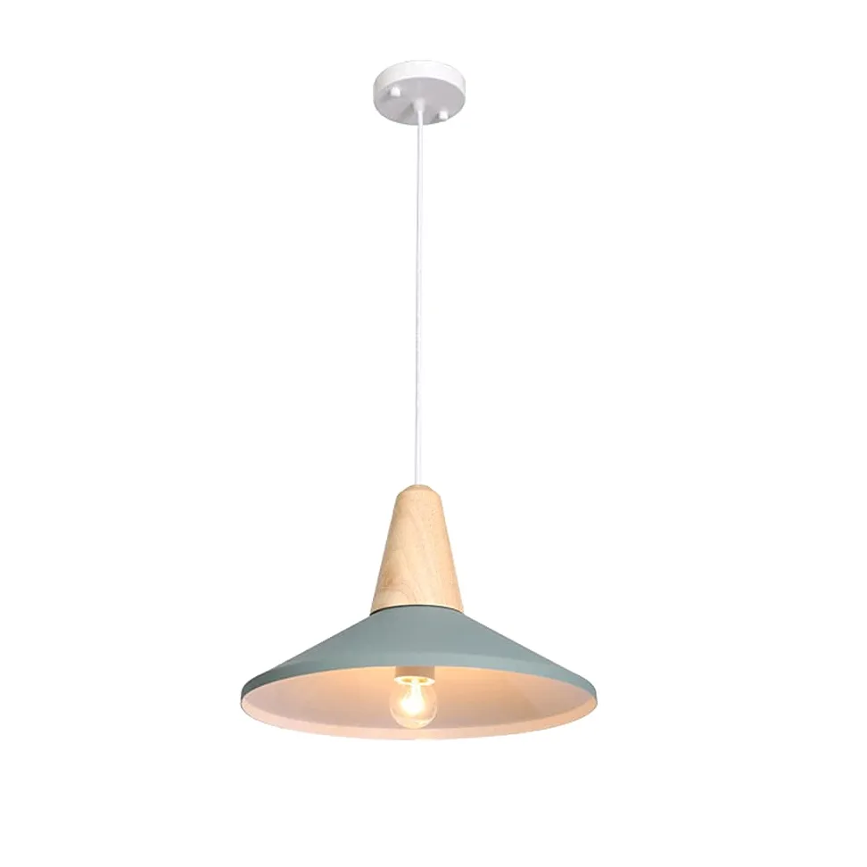 13 "Oprawa oświetlenia zawieszka makaronu z drewnianym wykończeniem E26 Baza nowoczesne matowe aluminiowe żyrandole regulowane lampki wiszące na (c)