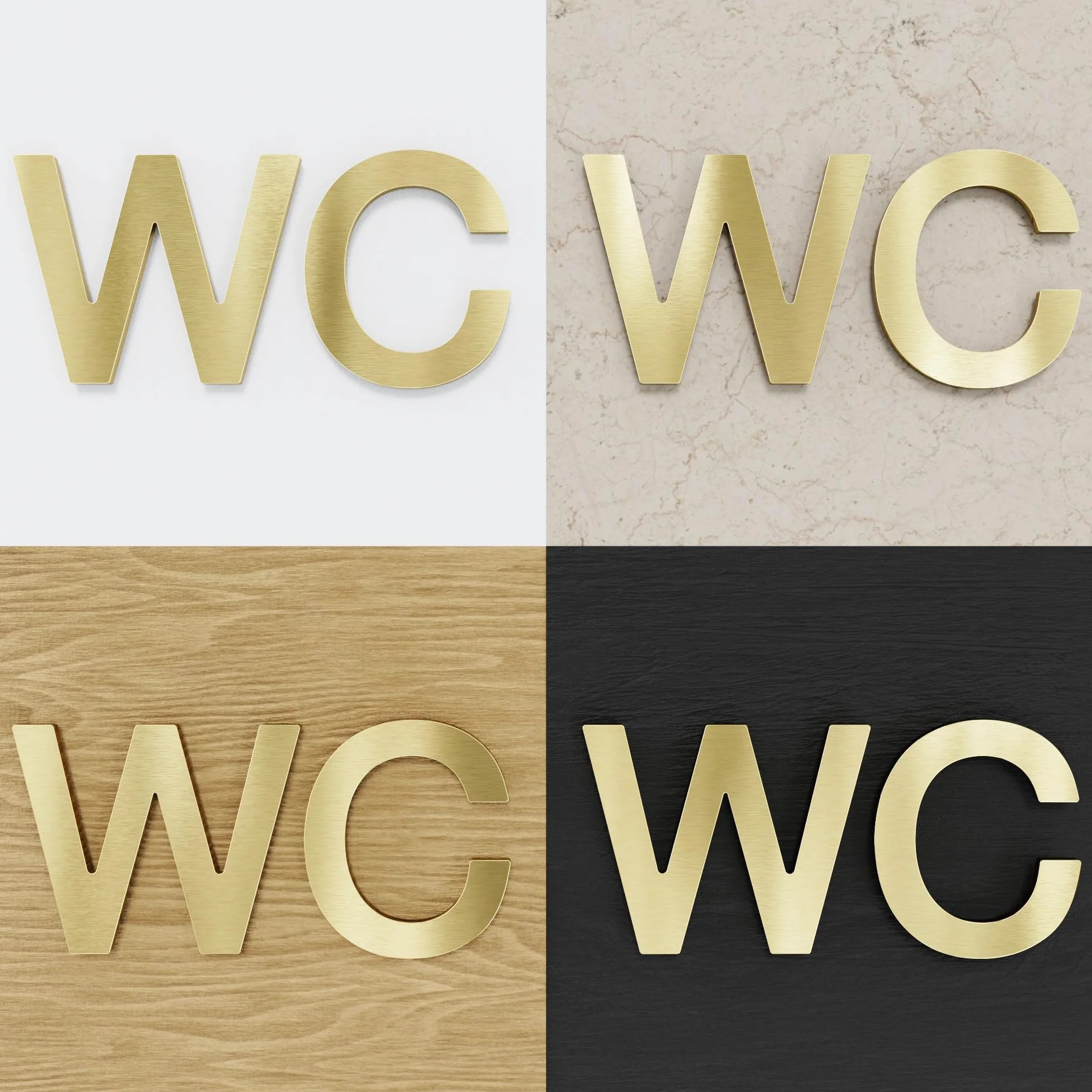 Mosiężna tabliczka WC – samoprzylepna i łatwa w pielęgnacji – designerska tabliczka WC SW-01-M