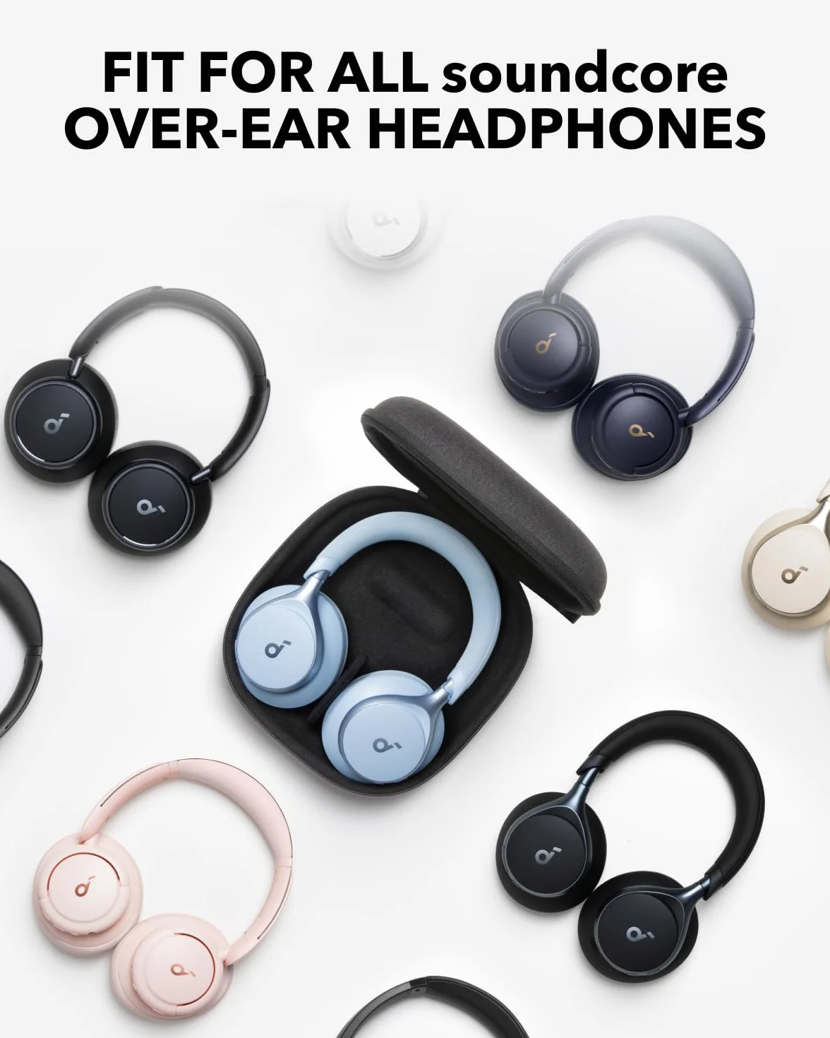 soundcore by Anker, etui na słuchawki, torba na akcesoria do słuchawek soundcore z opaską na głowę, odporna na zarysowania, pyłoszczelna, wstrząsoodporna, odpinana kieszeń, pasek do noszenia (Black)